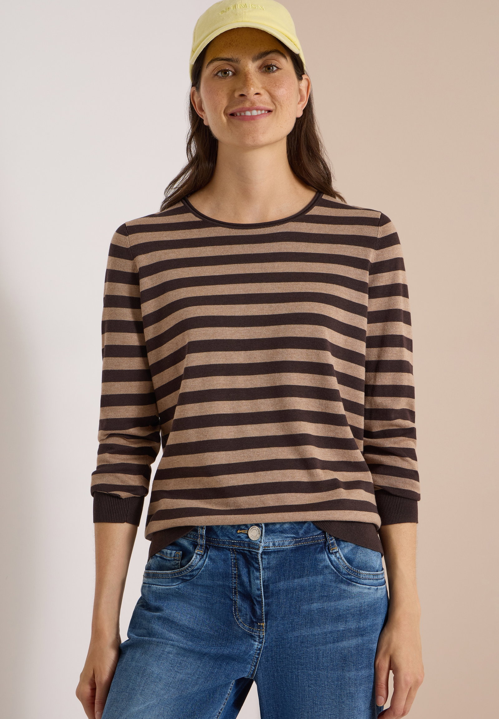 TOS_Striped Roundneck, truffle brown #3
