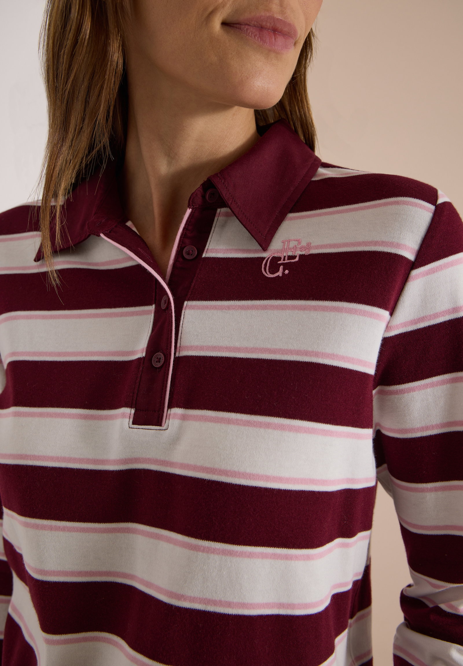 Striped Poloshirt, red wine #6