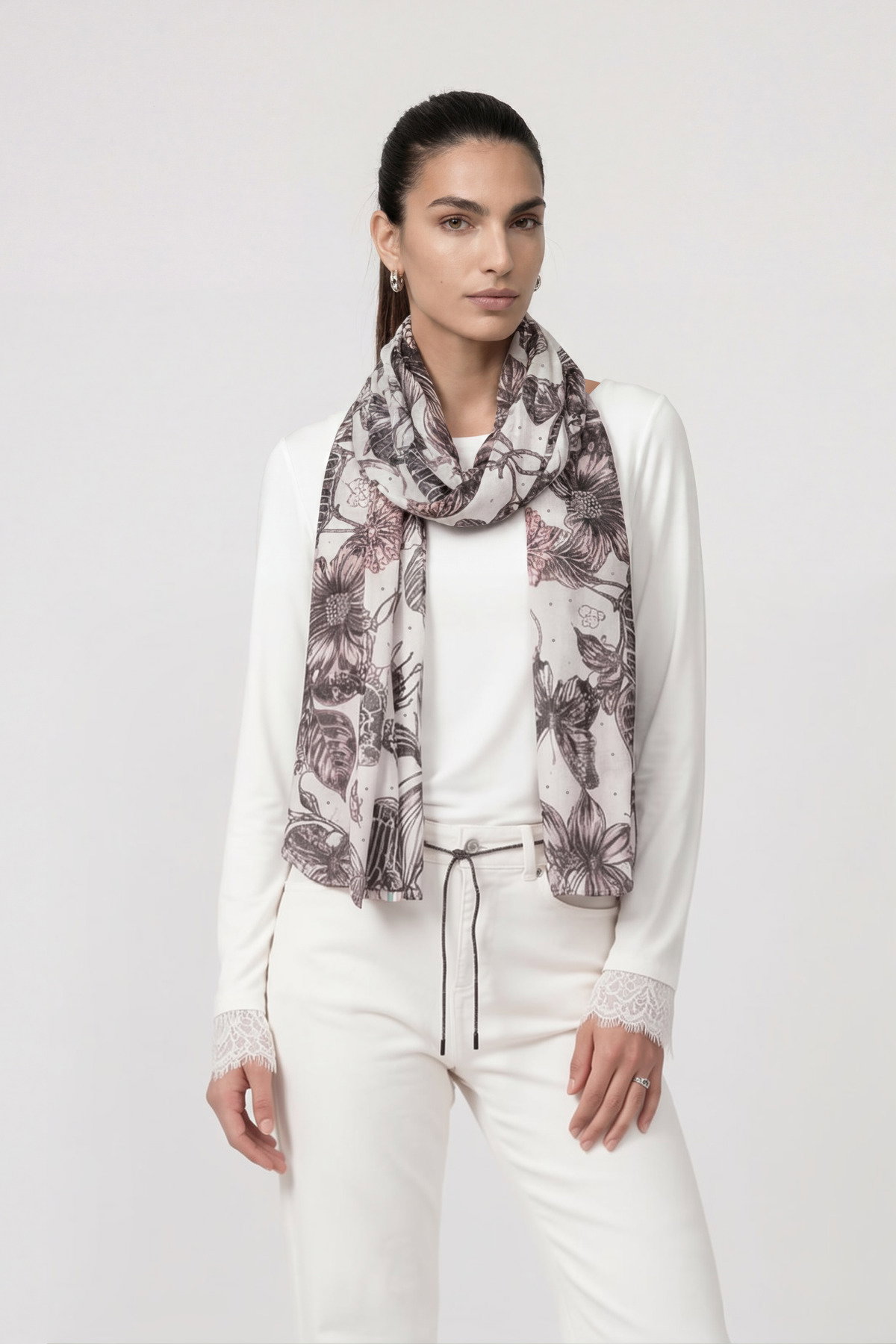 Schal, taupe gemustert #4