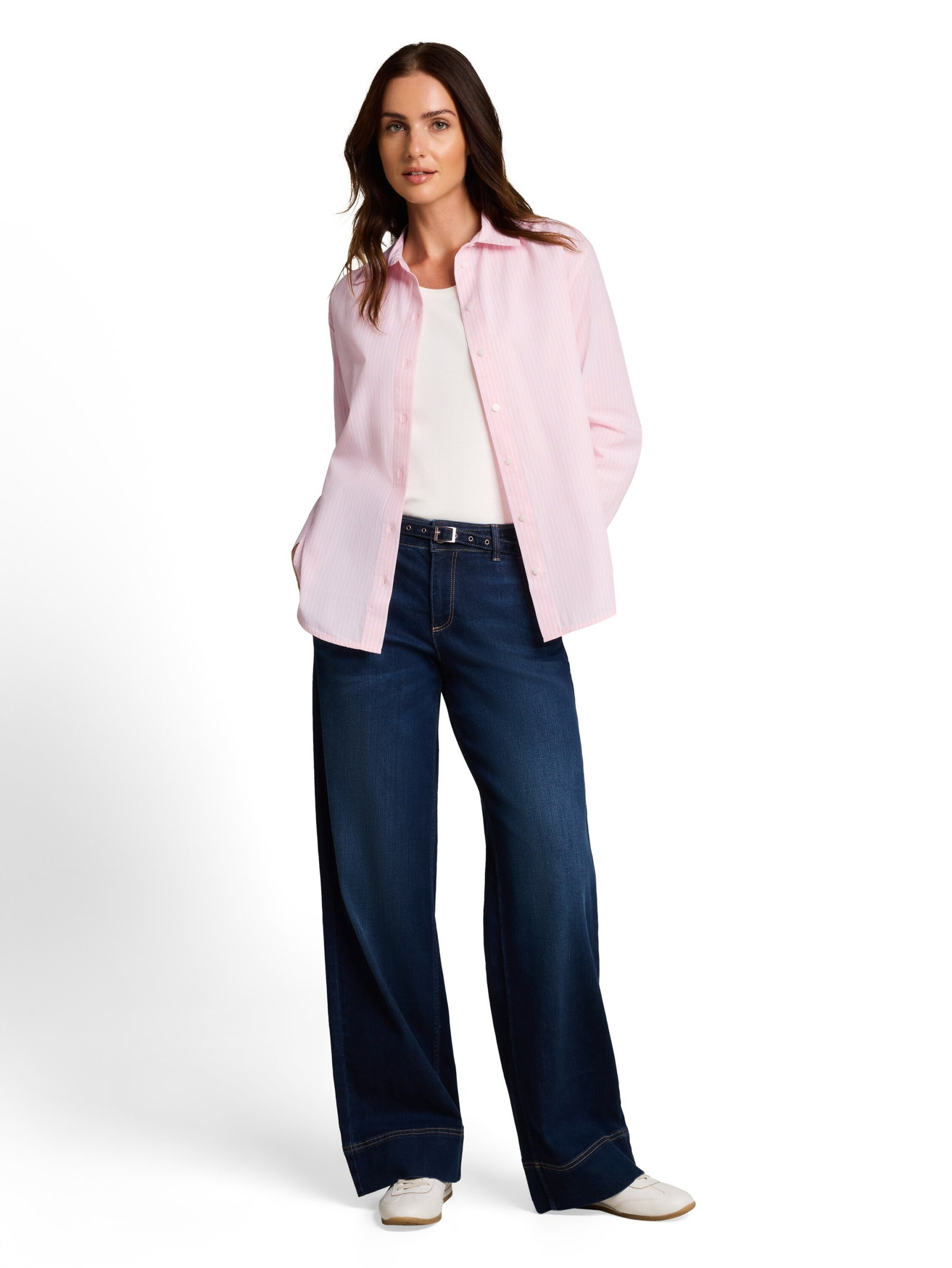 blouse poplin shirt, light pastel pink stripe #7