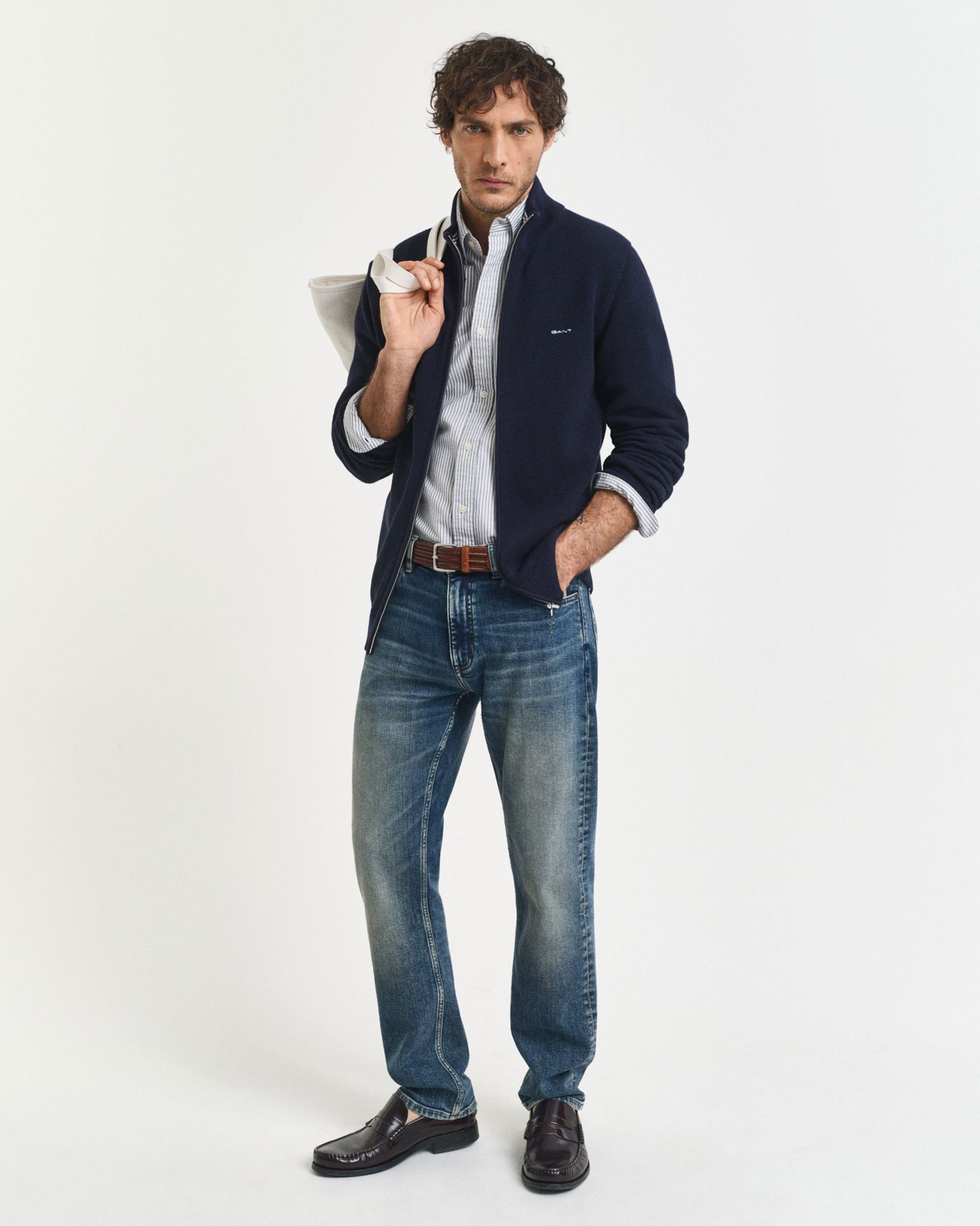 Gant | Gant Strickjacke aus Baumwoll-Piqué | L | evening blue