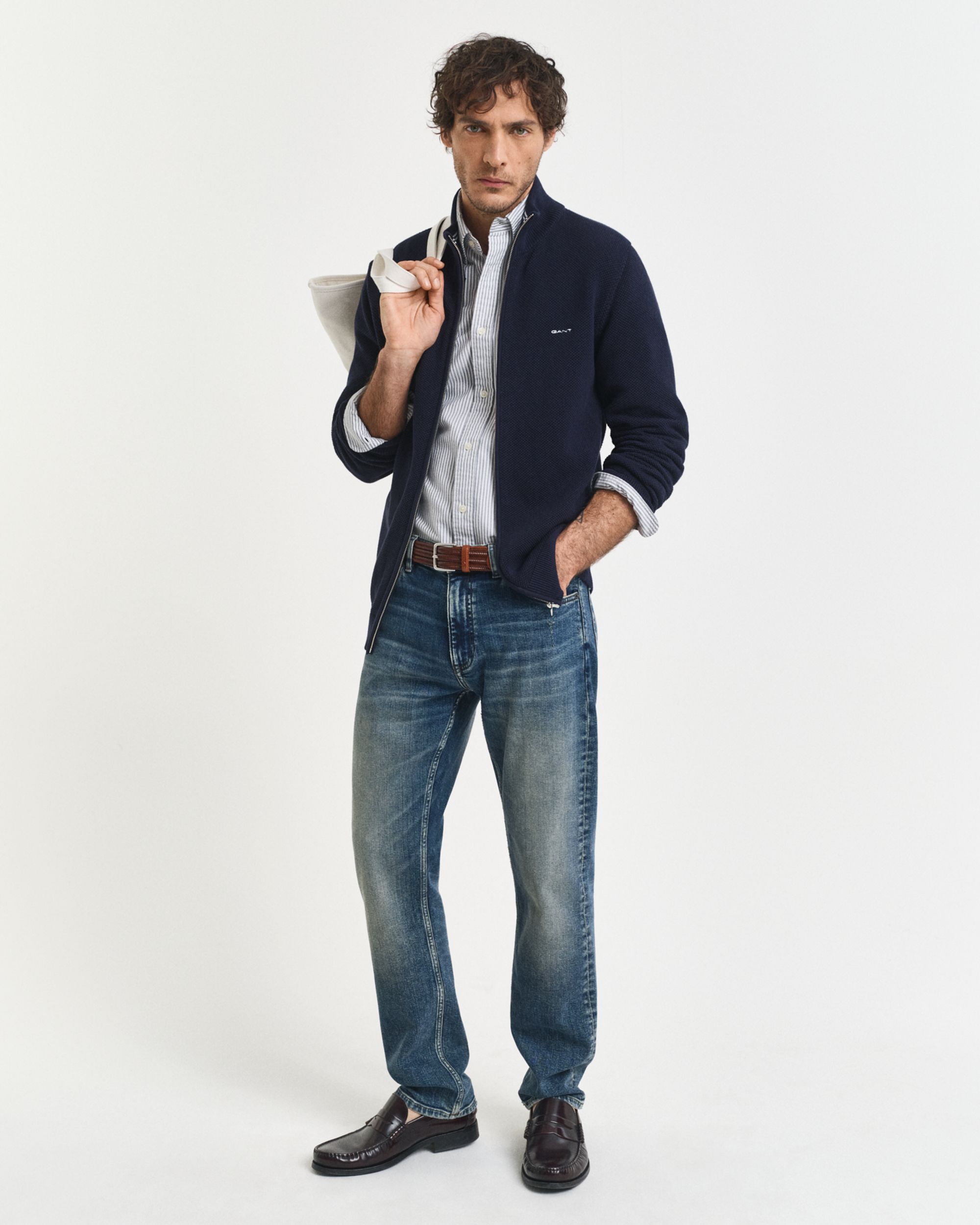Gant |  Gant Strickjacke aus Baumwoll-Piqué | L | evening blue