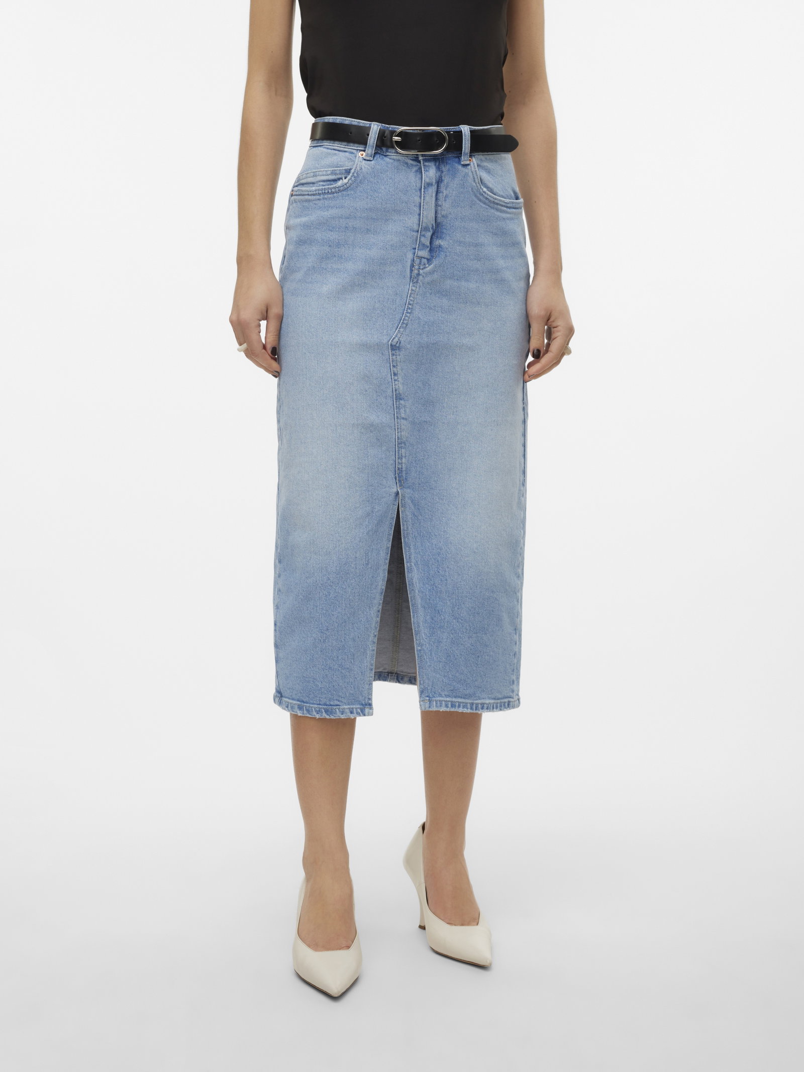 VMVERI HR CALF DENIM SKIRT GA MIX N, Light Blue Denim #1