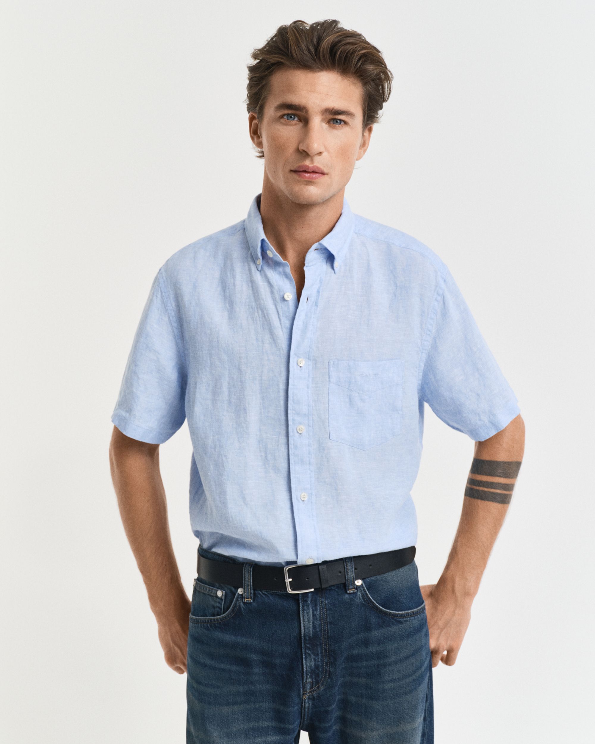  |  REG LINEN SS SHIRT, CAPRI BLUE | XXXL | capri blue