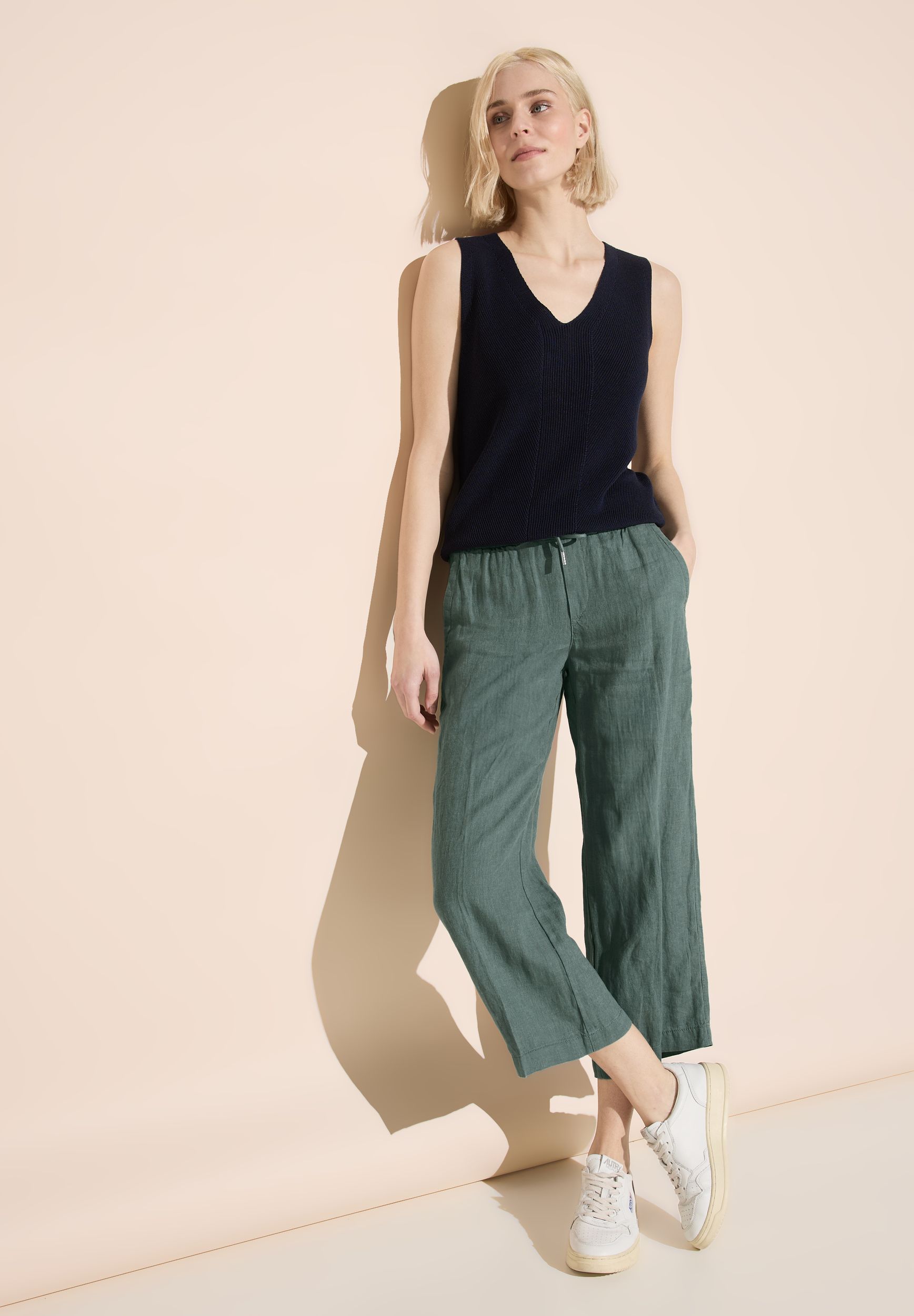 Street One |  Street One Leinenhose  | 40/26 | deep leafy green