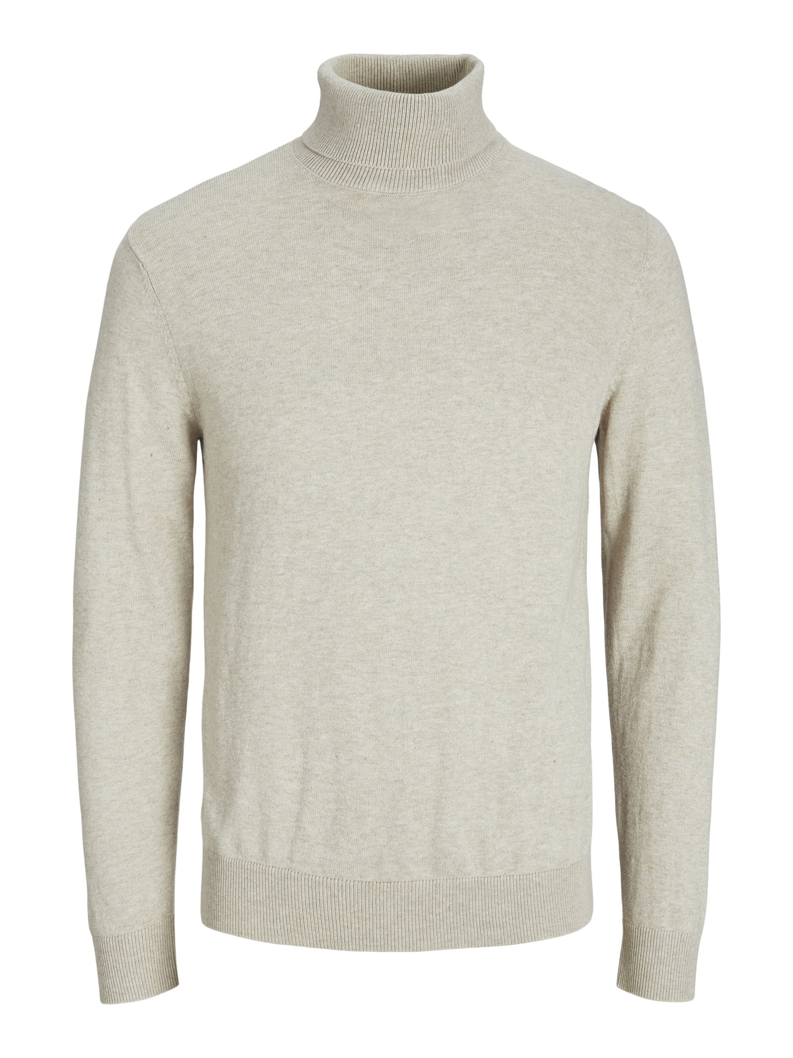 JJEEMIL KNIT ROLL NECK NOOS, Oatmeal/Melange #1