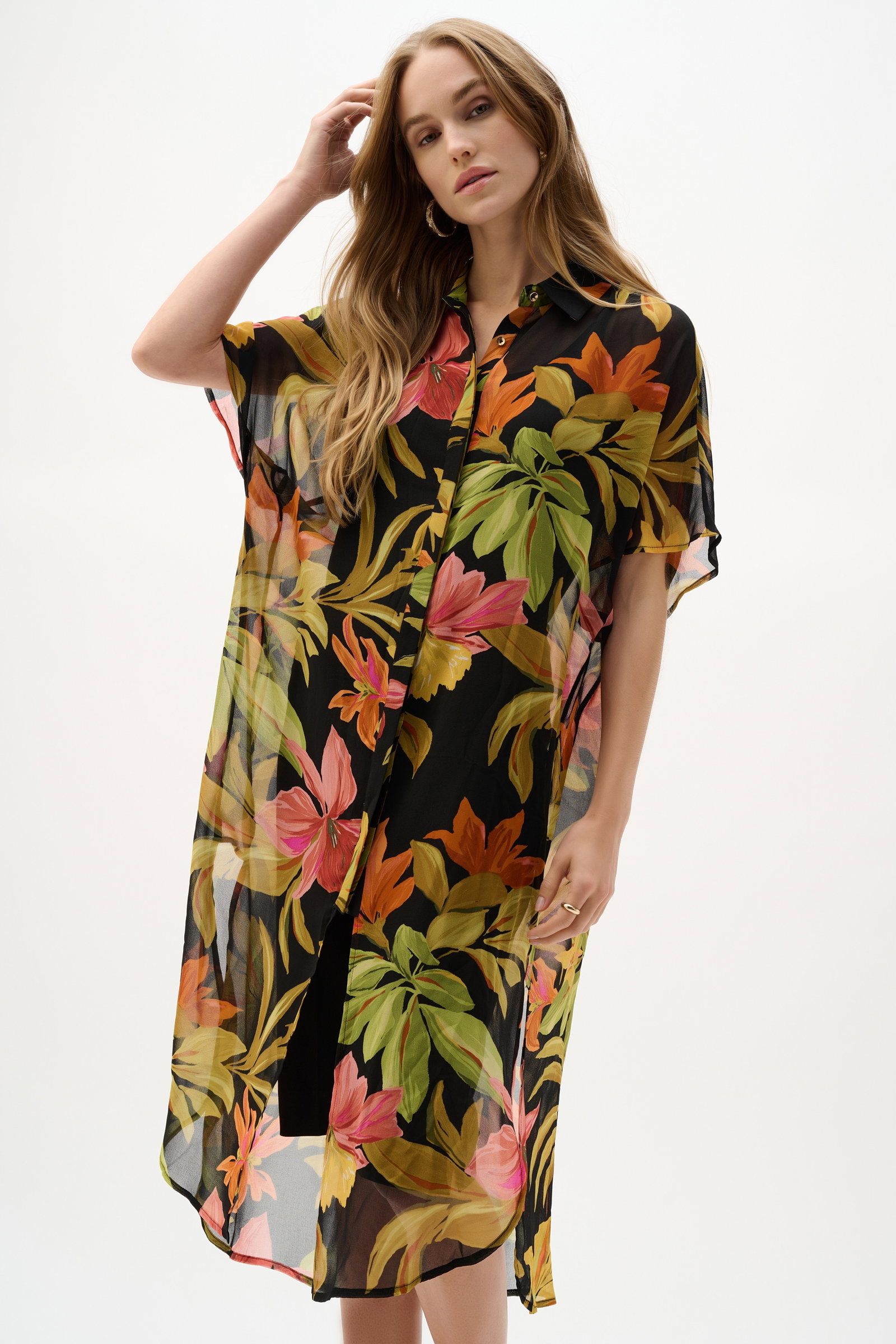 Joseph Ribkoff Chiffon-Bluse mit tropischem Print #4