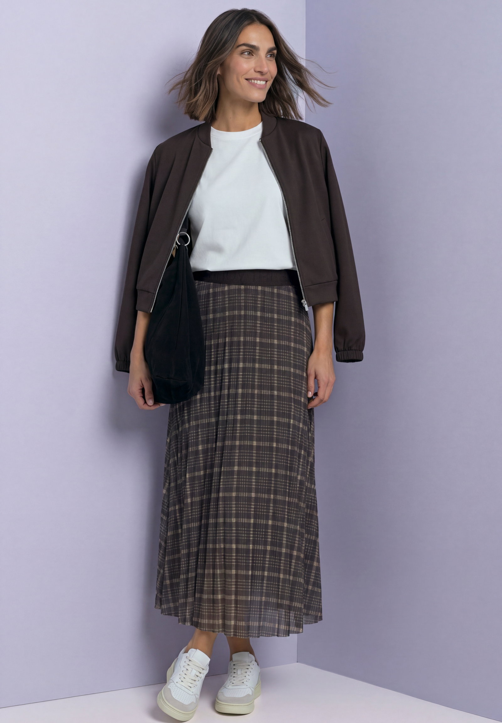 Midi skirt Plissée_check, black coffee #5