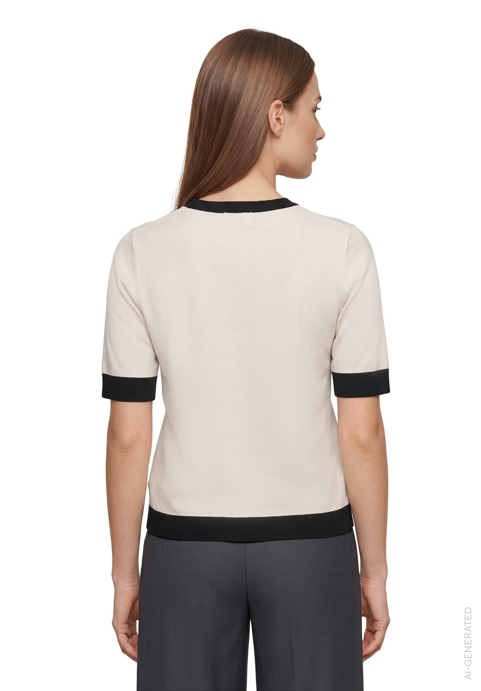 Strickpullover Kurz 1/2 Arm, Patch Beige/Black #4