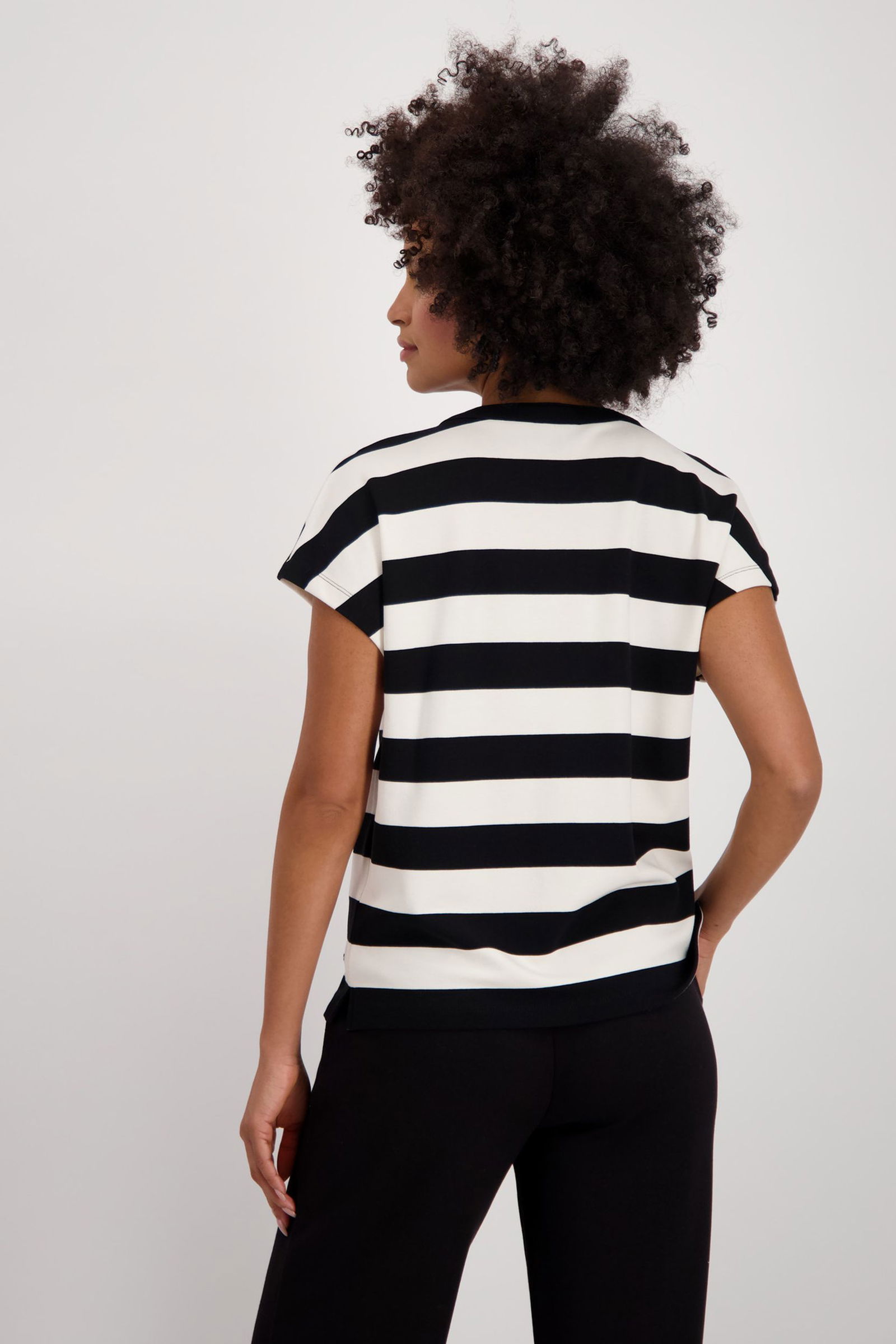 Monari |  Sweatshirt, schwarz Ringel | 44 | schwarz ringel