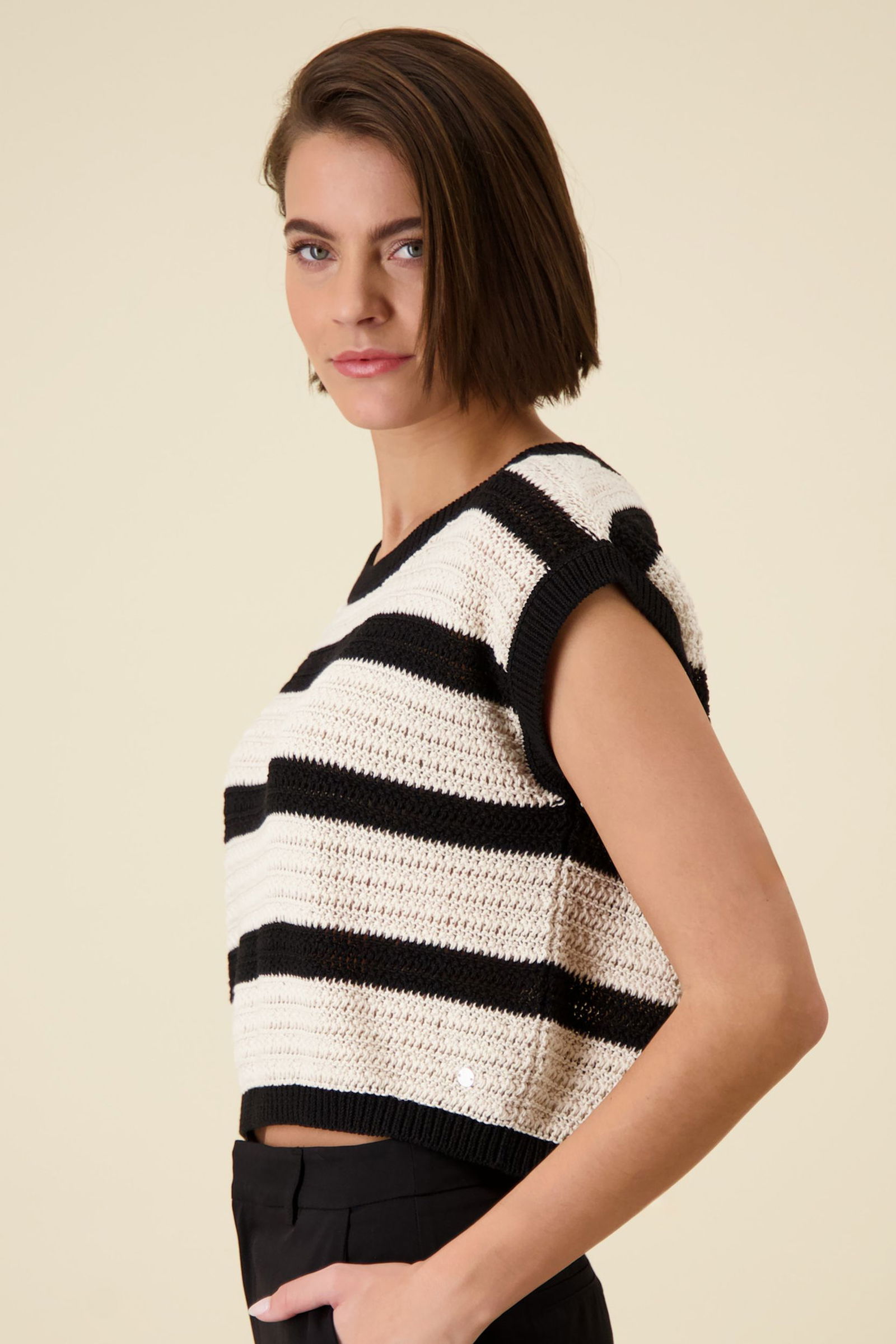 Monari |  Monari Pullover  | 36 | schwarz ringel