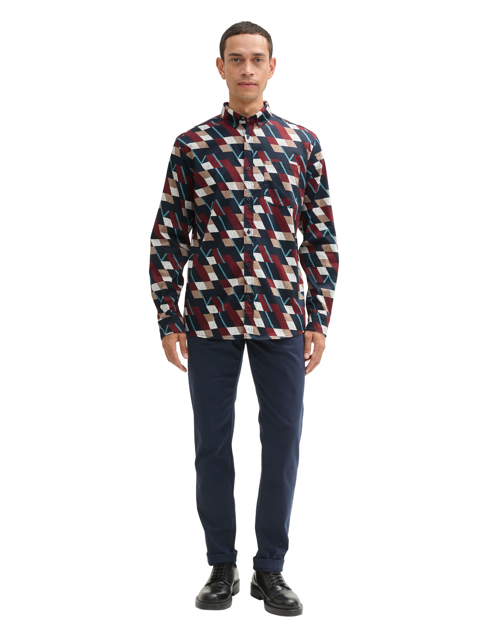  |  colorful printed shirt, navy base big element design | L