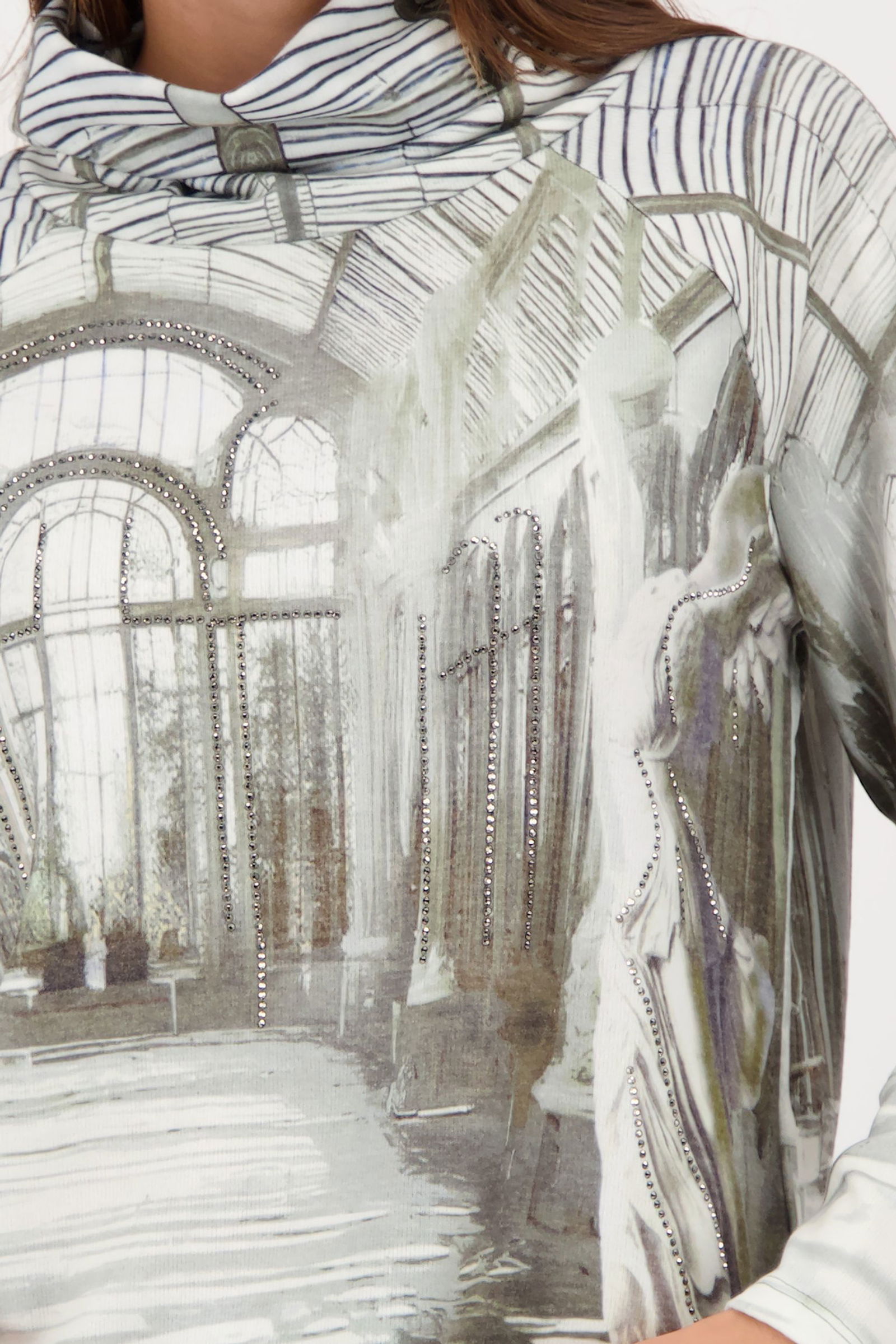 Monari |  Sweatshirt, sage gemustert | 46