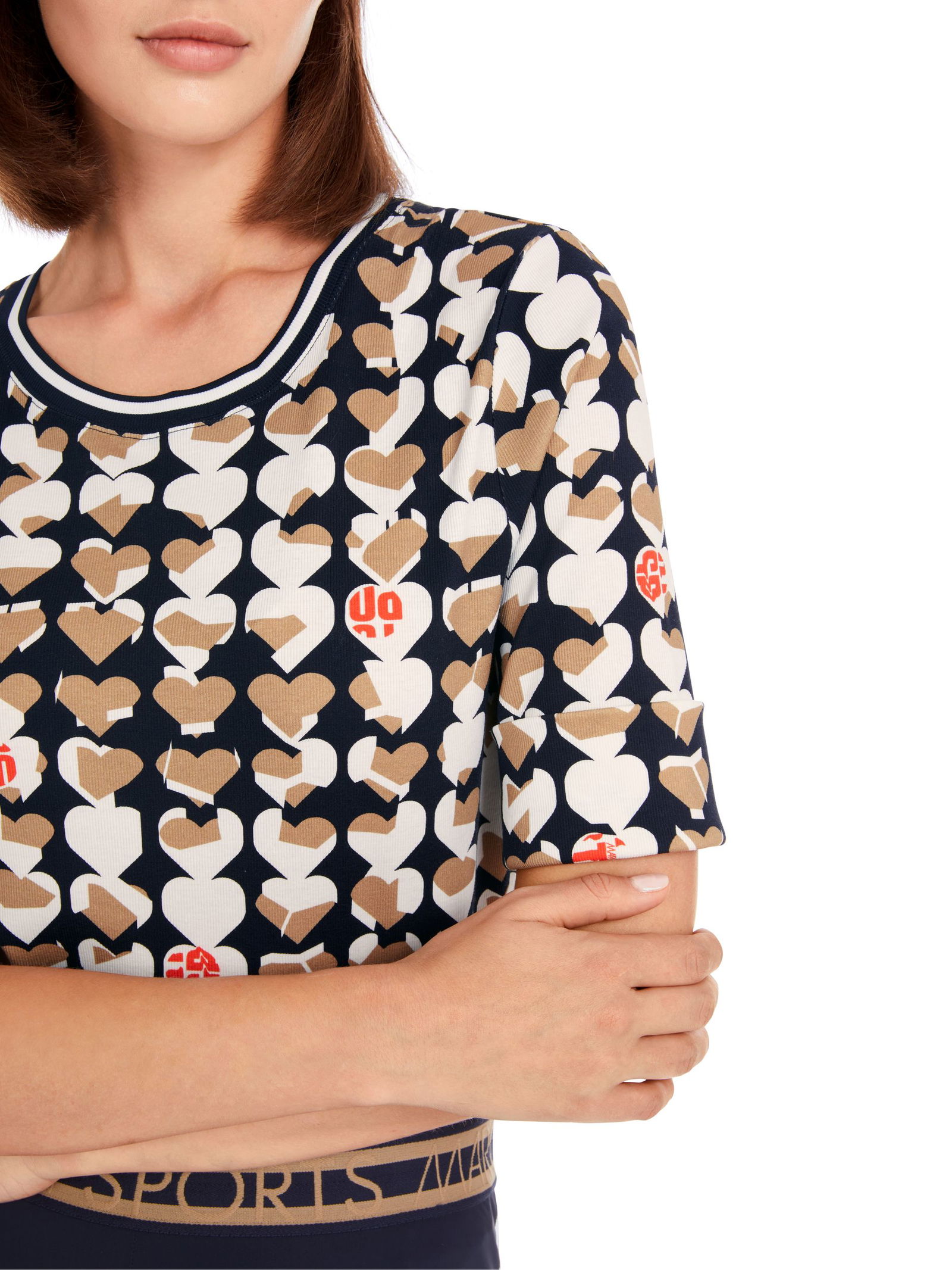 Marc Cain Sports |  T-Shirt mit Heartbreaker-Print | 42 | navy
