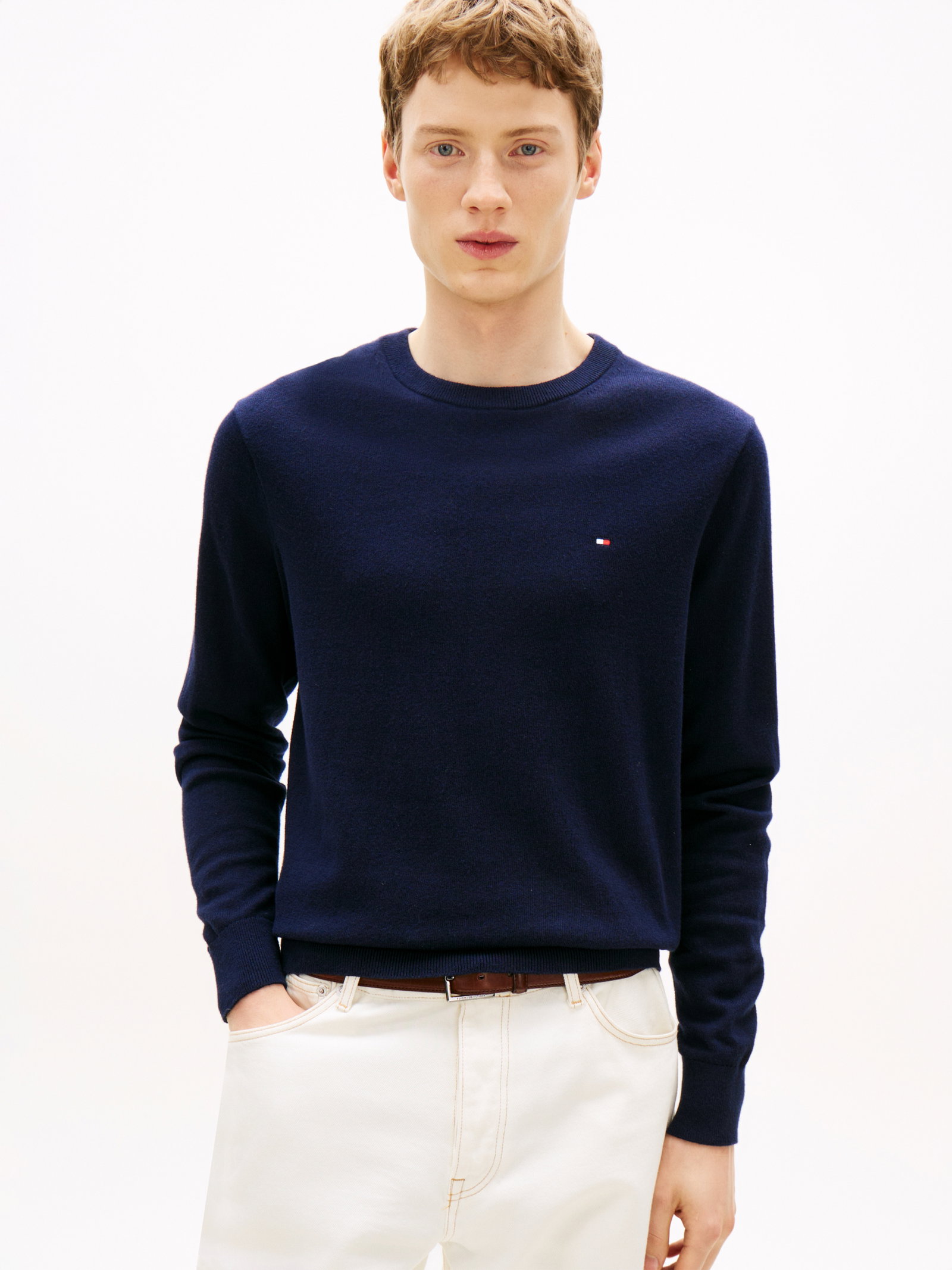 PIMA ORG CTN CASHMERE CREW NECK, BLUE #11