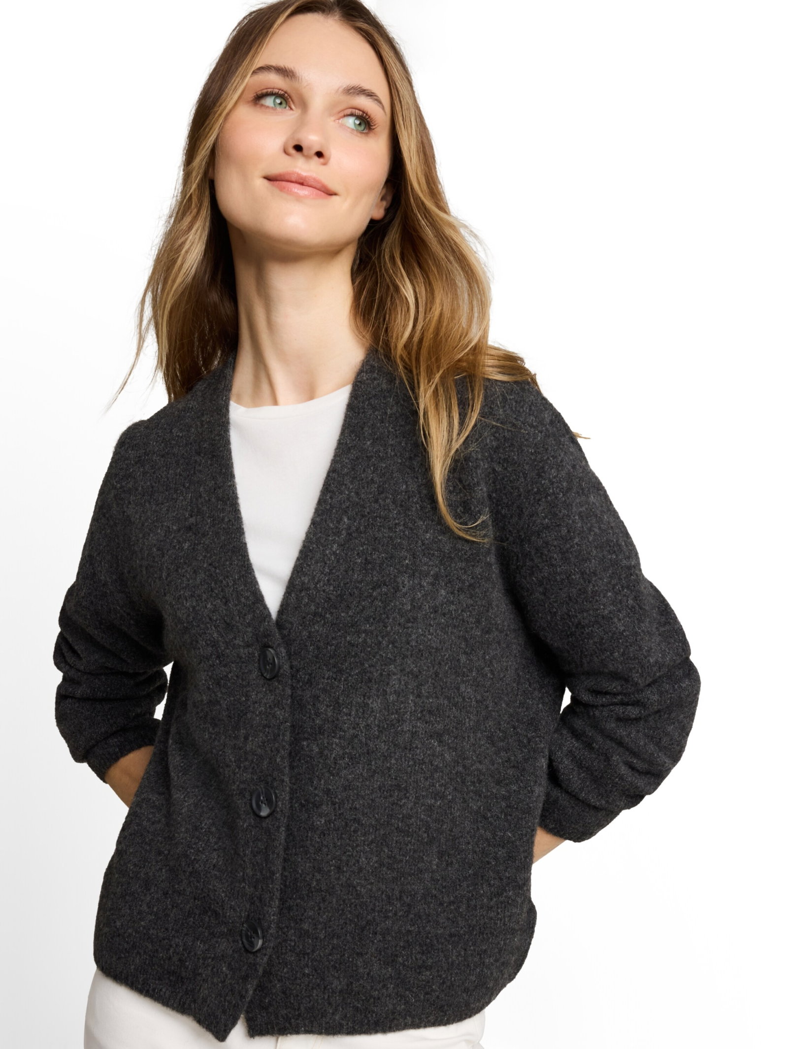 cozy knit cardigan, Shale Grey Melange #6