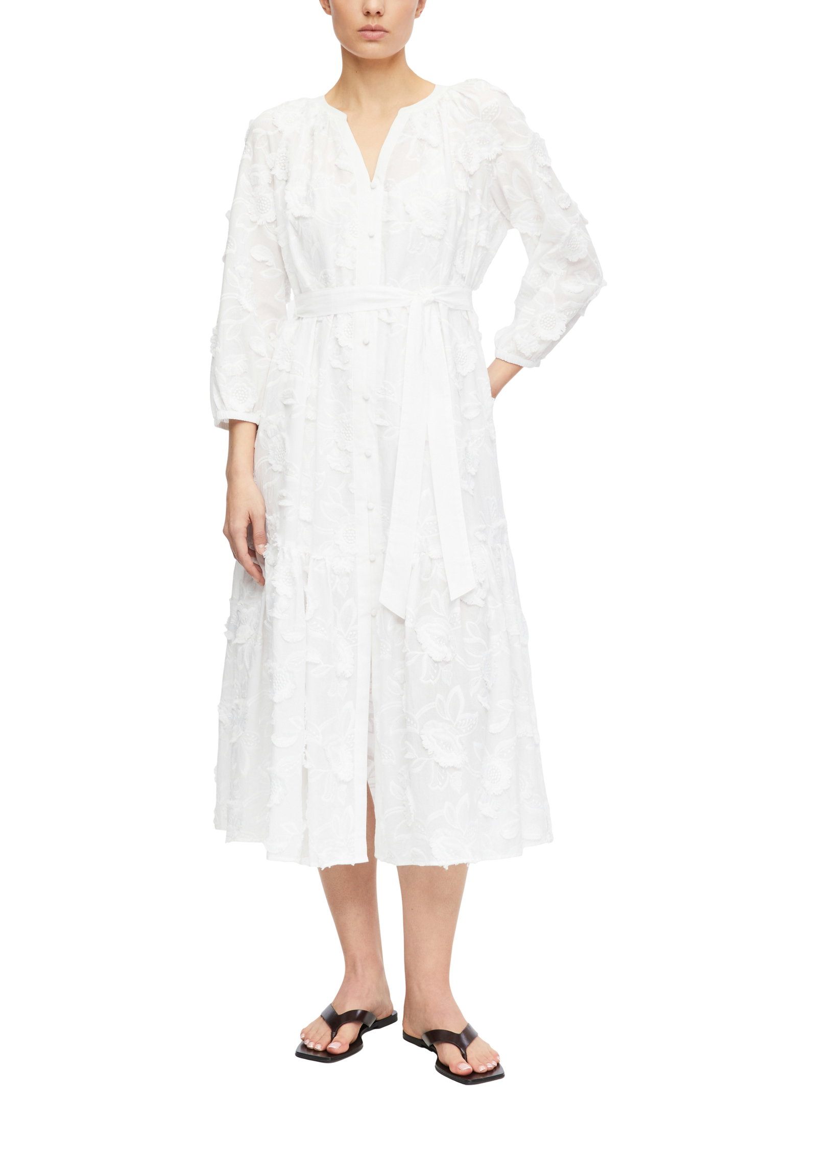 Comma Midikleid mit floraler All-over-Stickerei #5