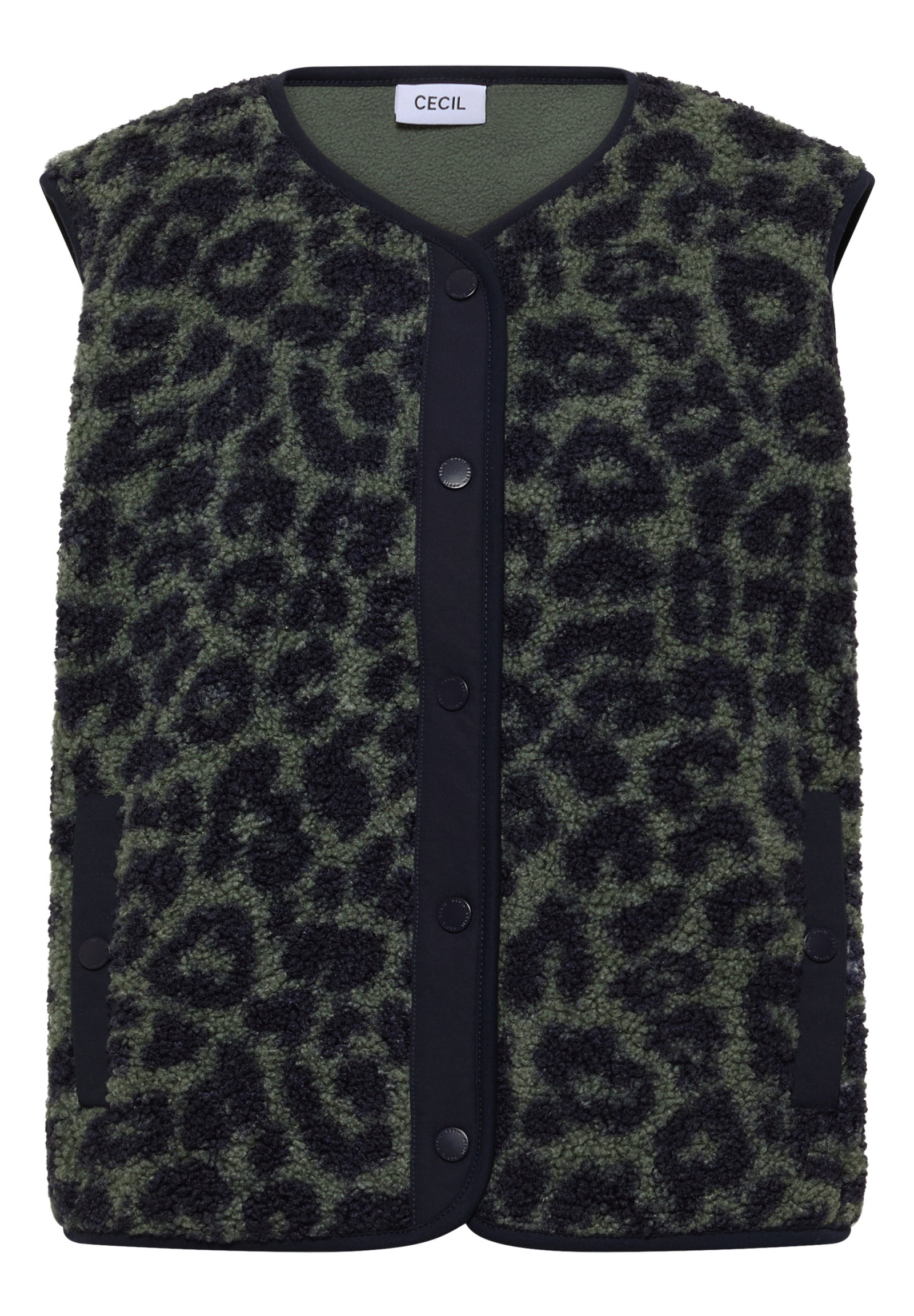 TOS AOP Matmix Teddy Vest, dried olive green #1