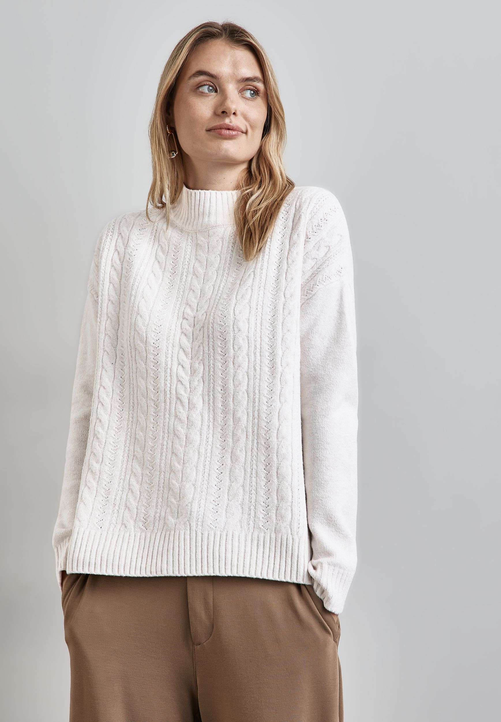  |  Pullover mit Strickmuster | 42 | cream white melange