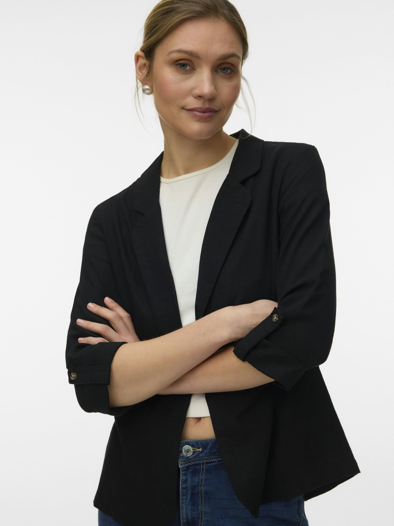 VMJESMILO 3/4 LOOSE BLAZER WVN NOOS, Black #4