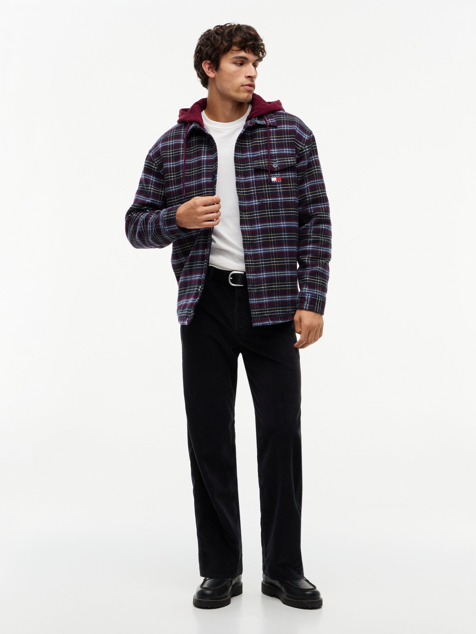 TJM LOGO HOODED OVERSHIRT, RED #5