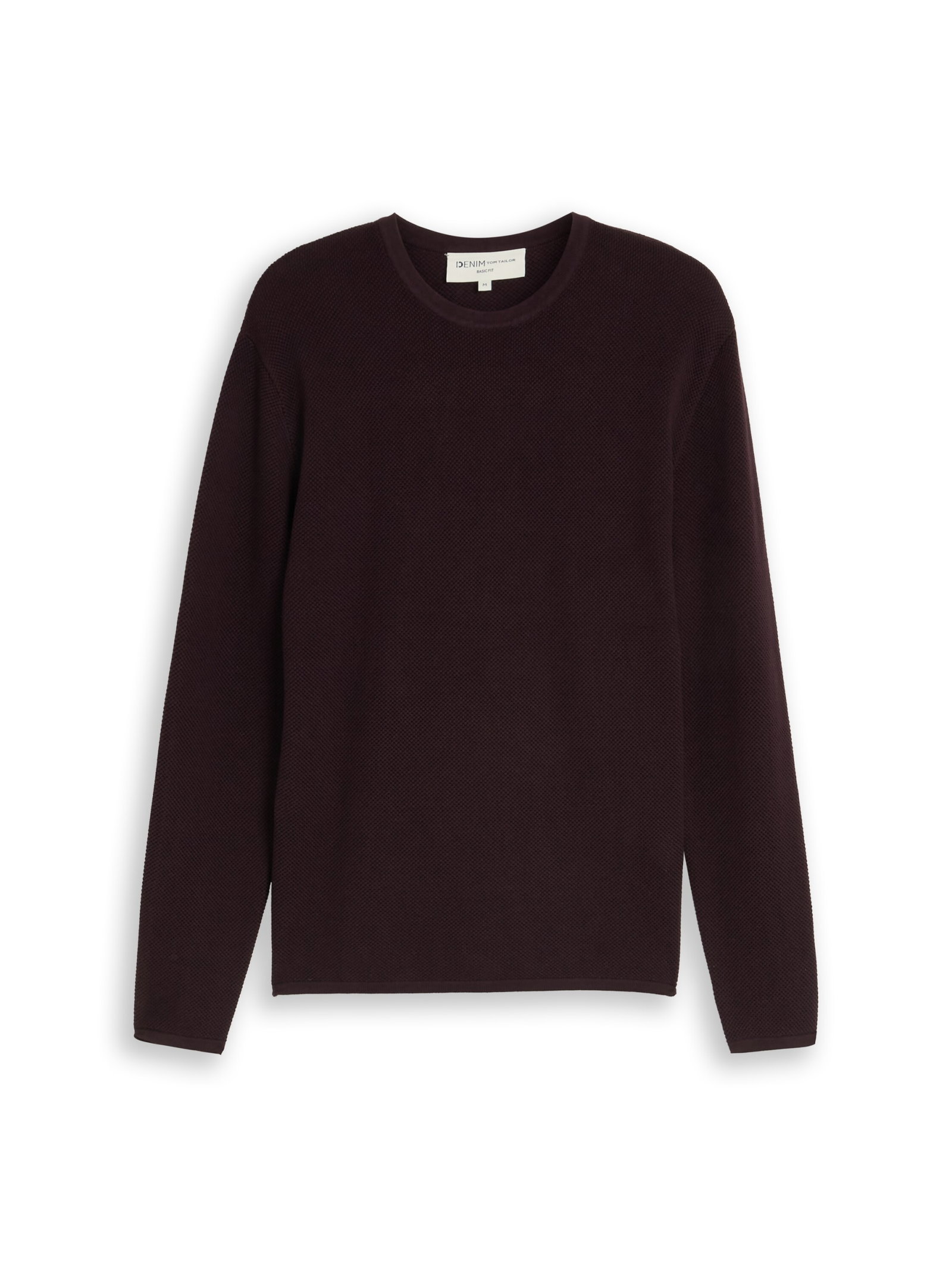 basic structred crew neck knit, dark plum #1