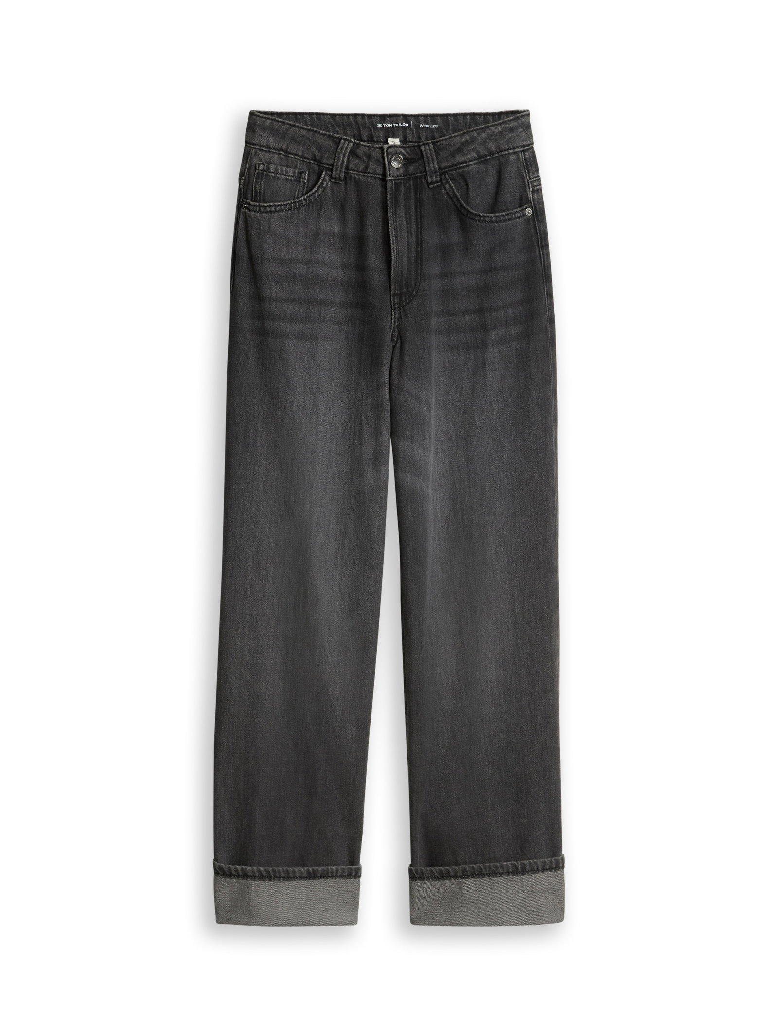 wide leg turn-up denim, used dark stone grey denim #1