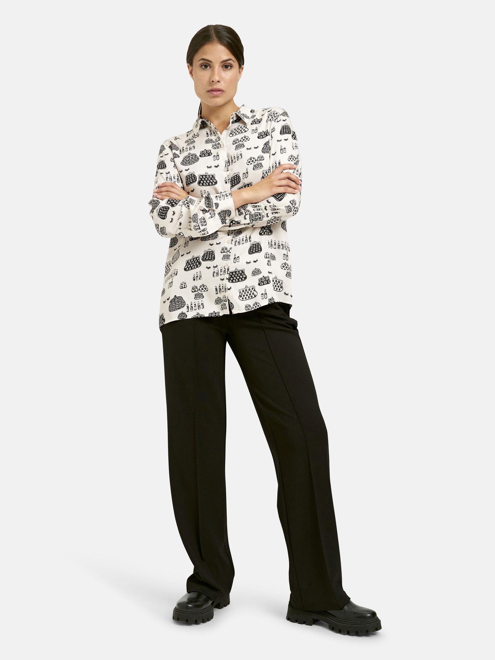  | shirt blouse 1/1 sleeve | 40 | cream print