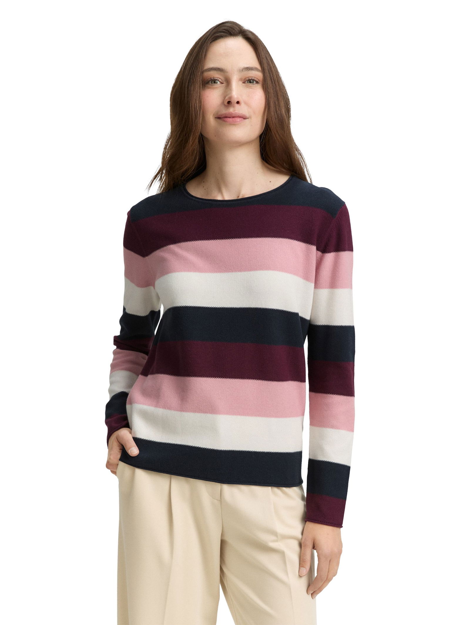 Tom Tailor |  Tom Tailor Gestreifter Strickpullover | XXL | red block stripe