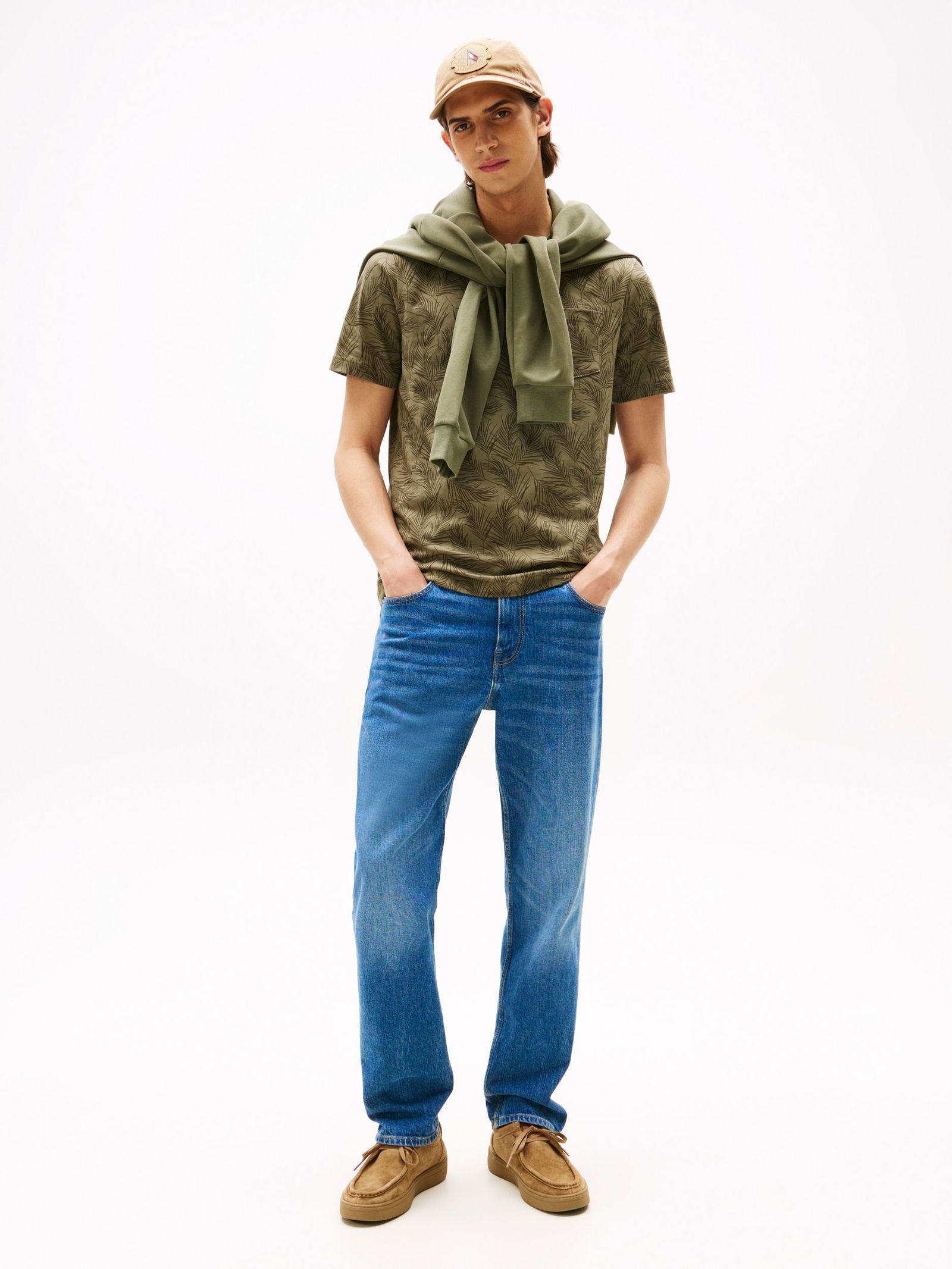  |  LEAF POCKET AOP TEE, GREEN | M | nouveau green / optic white