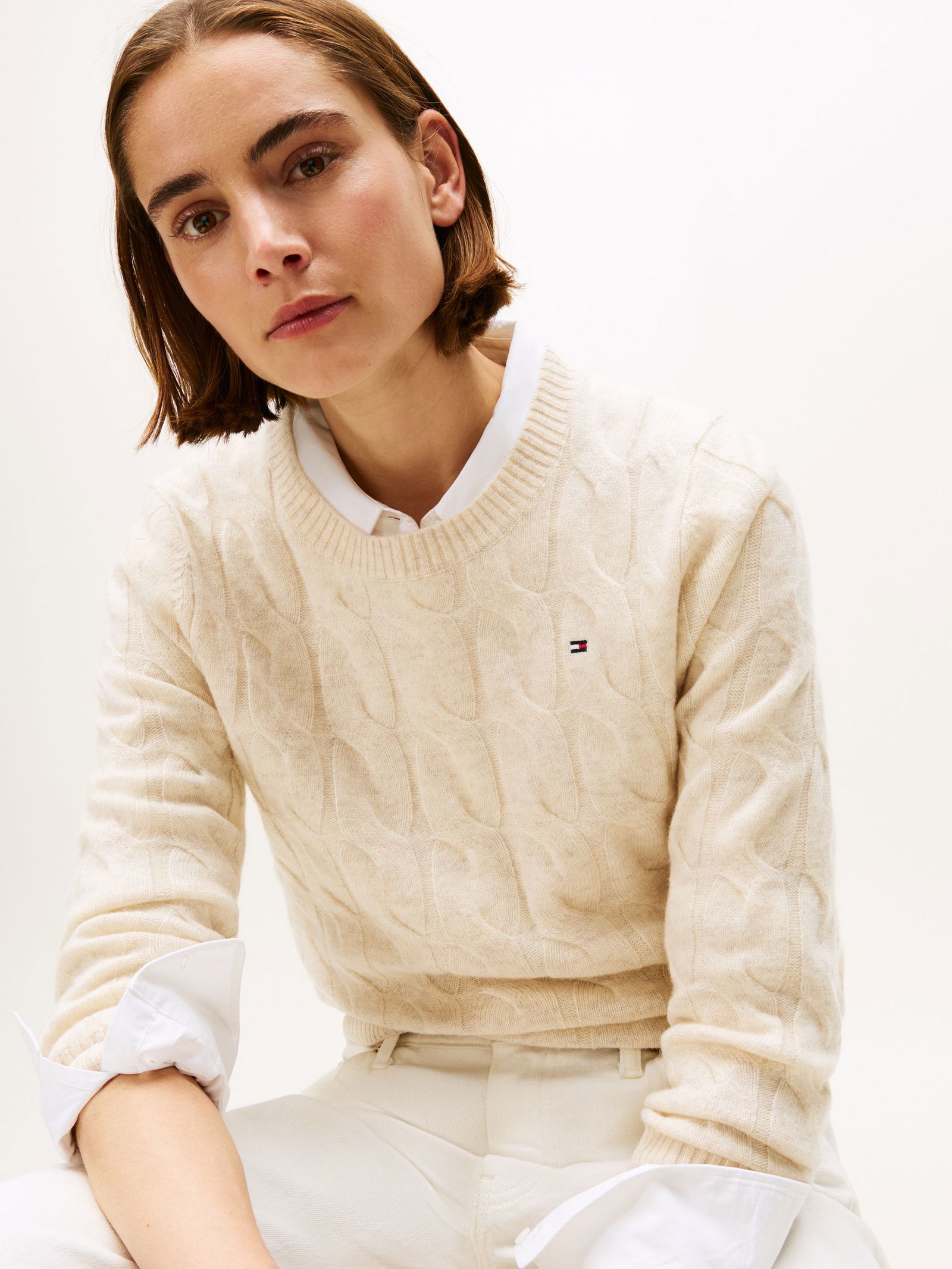 Tommy Hilfiger | Tommy Hilfiger Soft Strickpullover | M | white dove heather