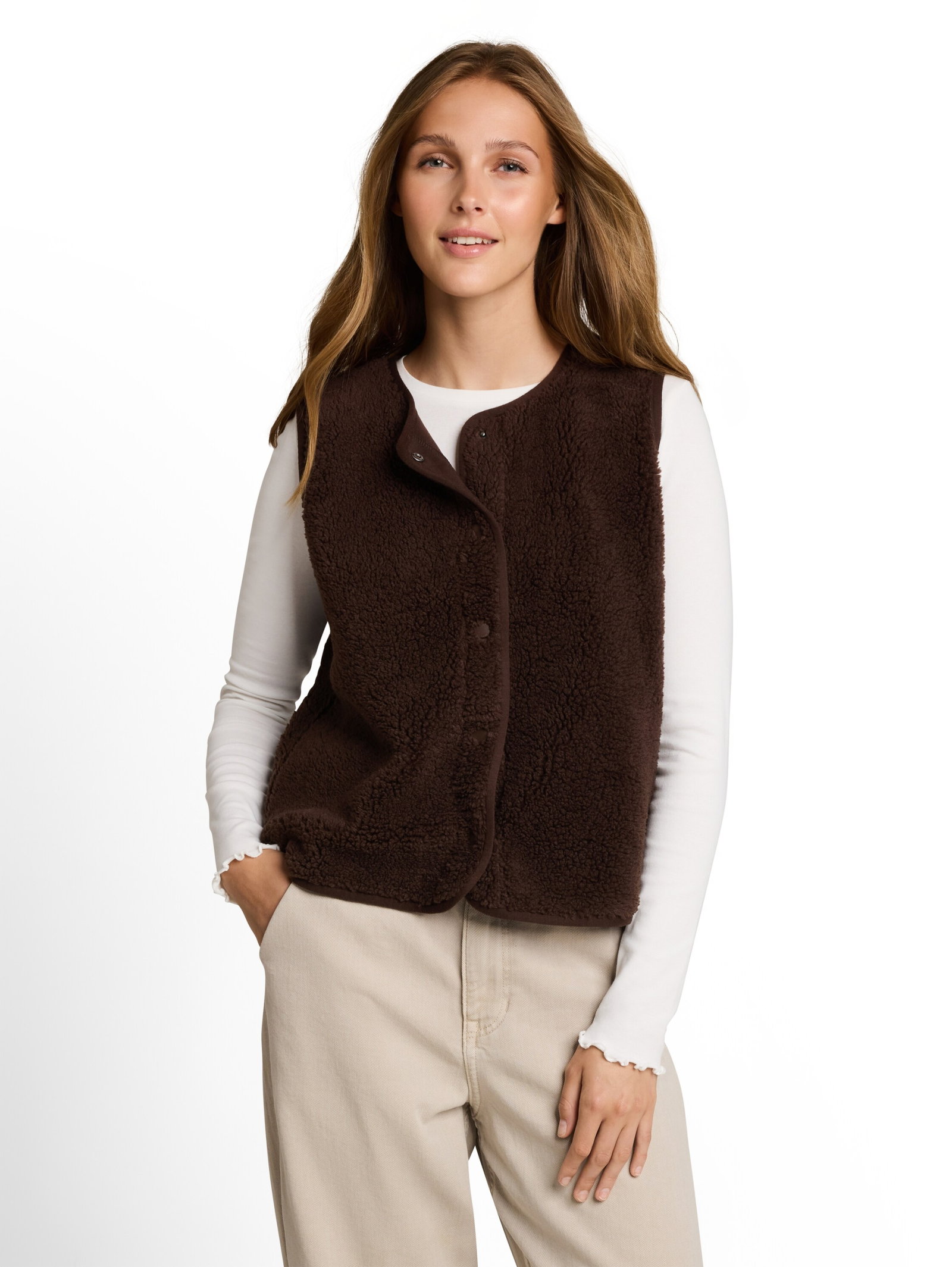 teddy vest, cool dark brown #5