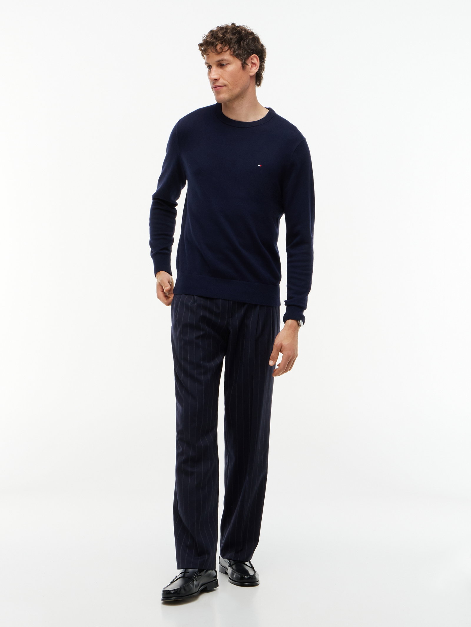 PIMA ORG CTN CASHMERE CREW NECK, BLUE #5