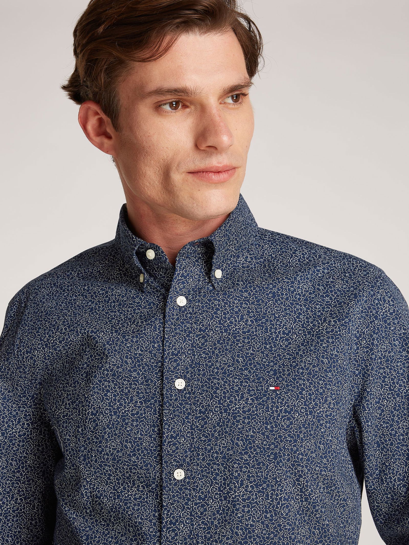  |  FLEX POPLIN LINR FLORAL RF SHIRT | XL | dark night navy big check