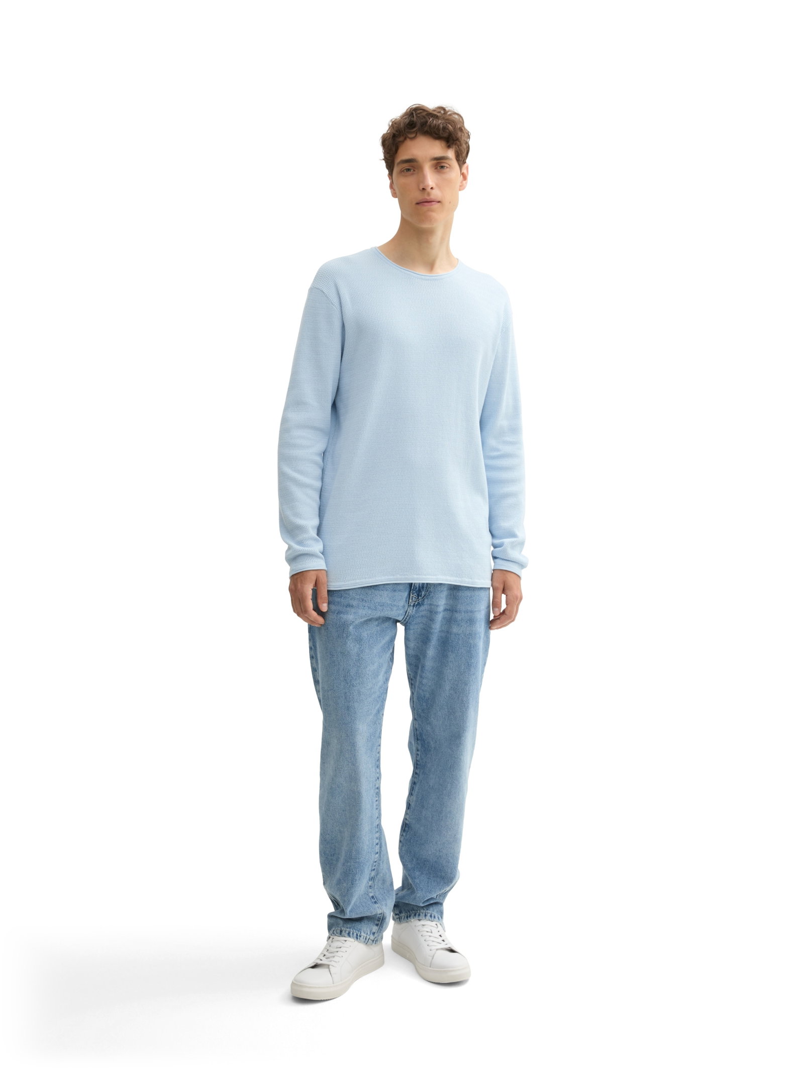 structured roll edge knit, Light Metal Blue #3