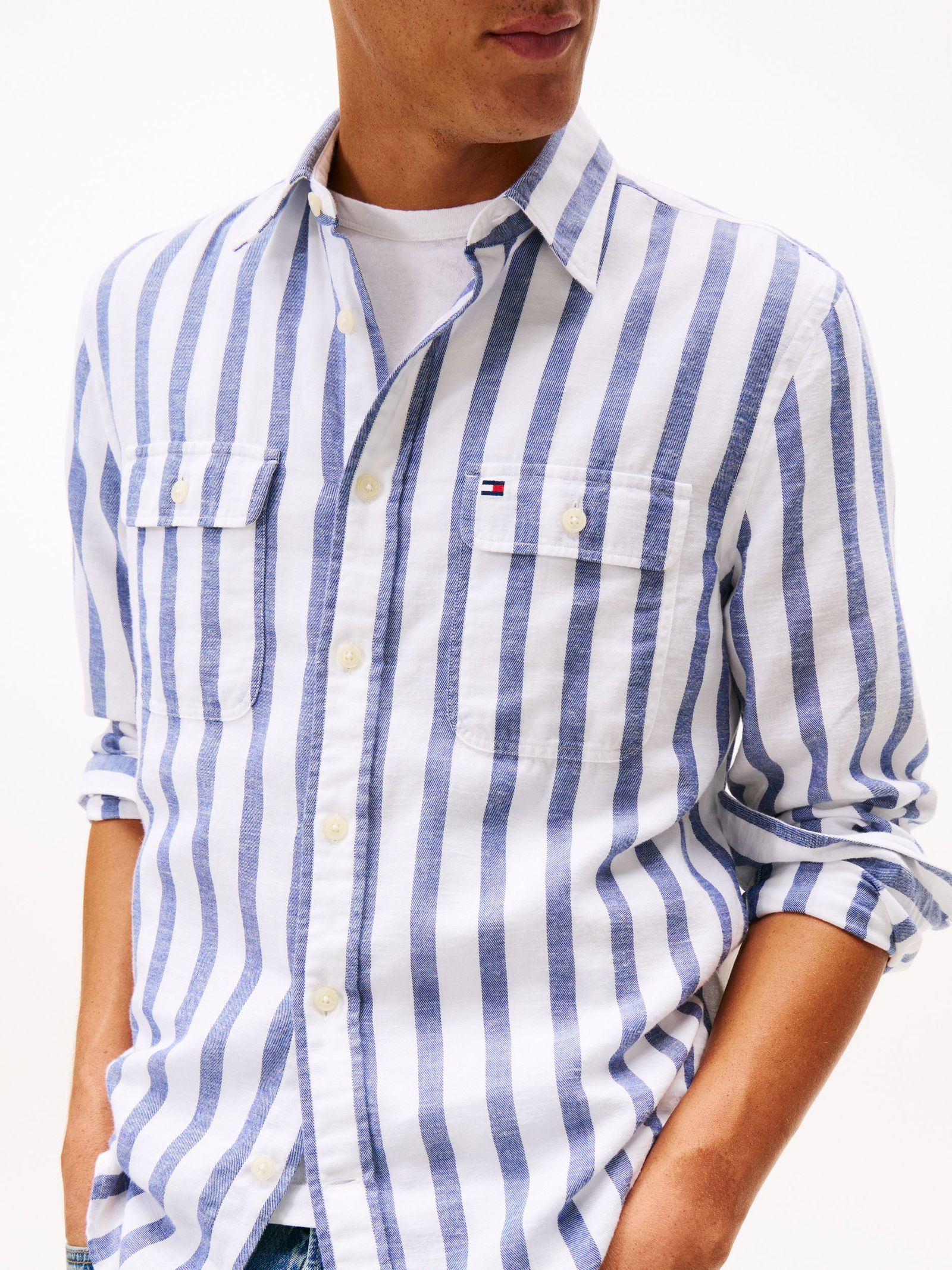 Tommy Hilfiger |  Tommy Hilfiger Hemd Modern Fit  | XL | blue spell / stripe