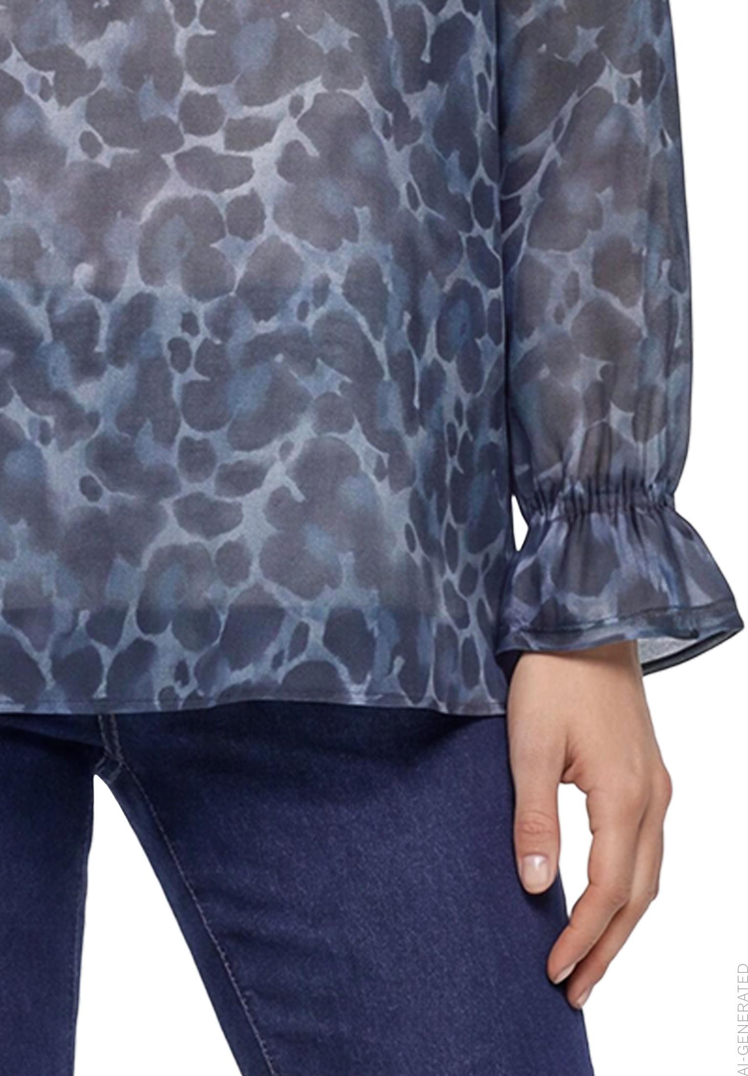 Bluse Lang 1/1 Arm, Blue/Brown #7
