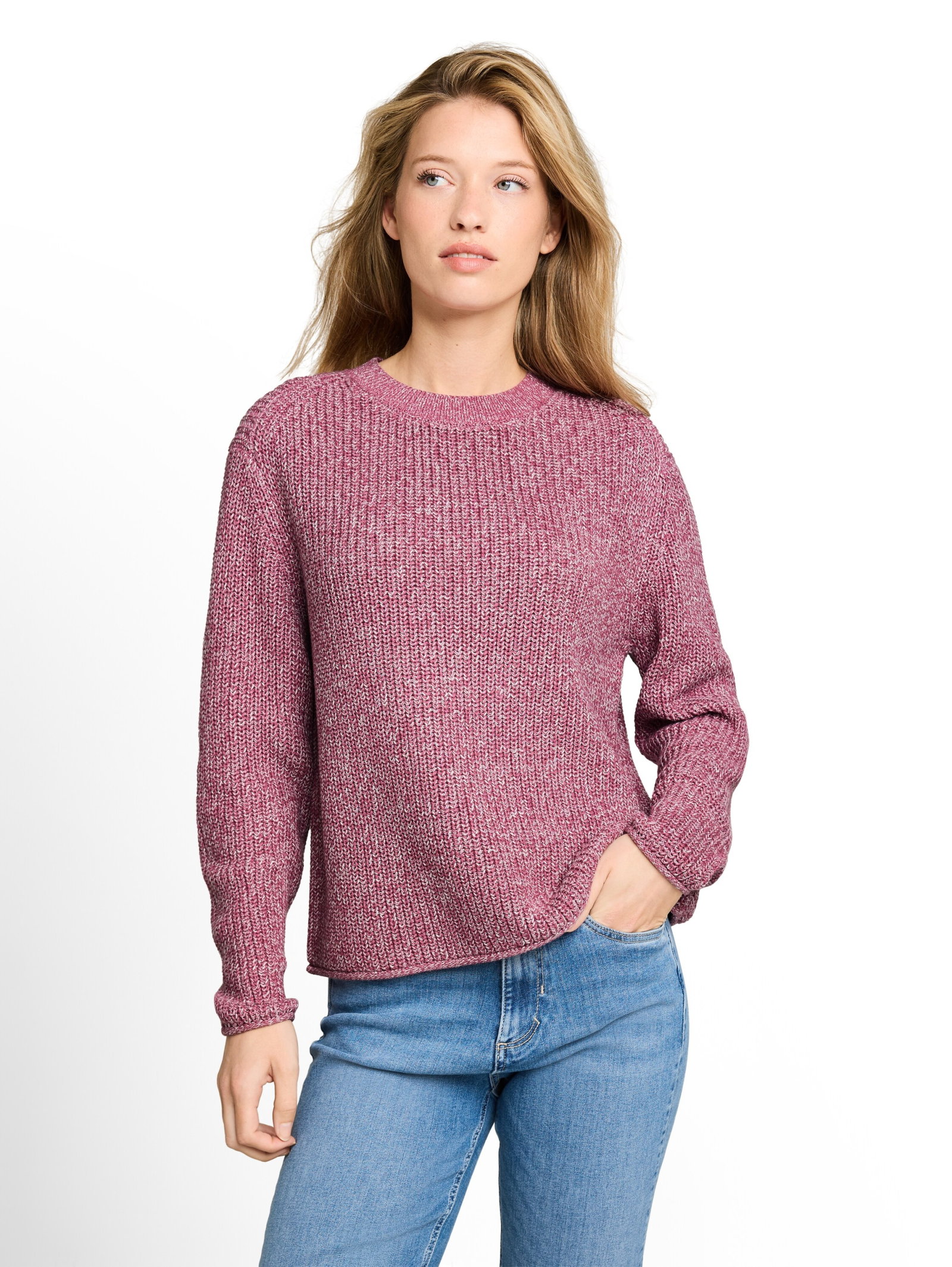 knit mouline crew-neck, dusty berry mouline #9