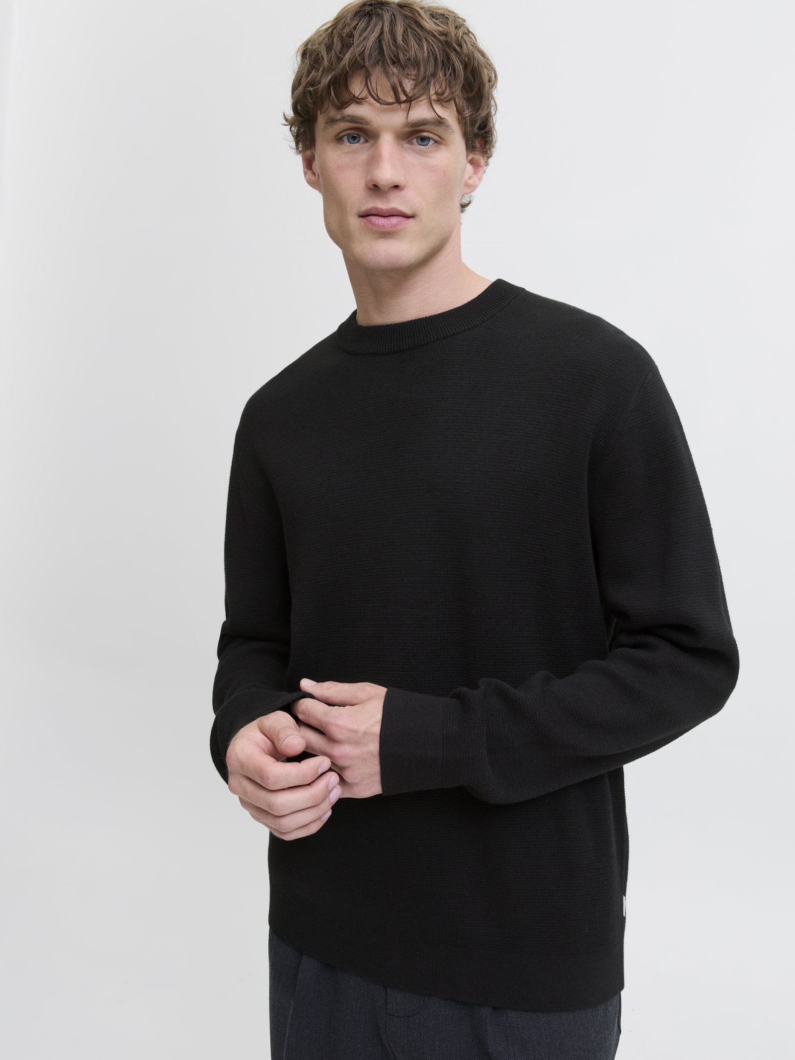JPRBLAMILANO STITCH KNIT CREW NECK, Black #6