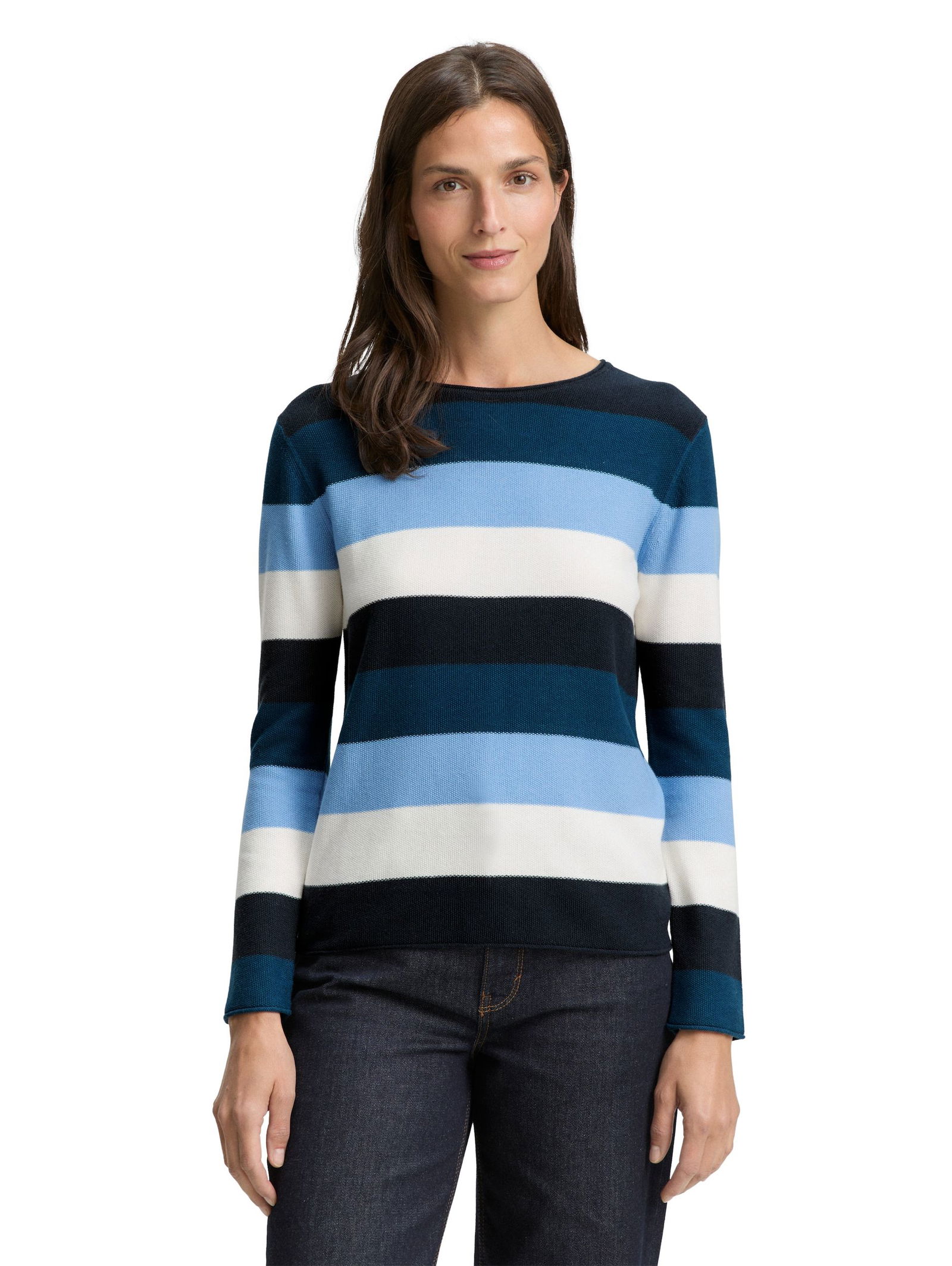 Tom Tailor |  Tom Tailor Gestreifter Strickpullover | L | red block stripe