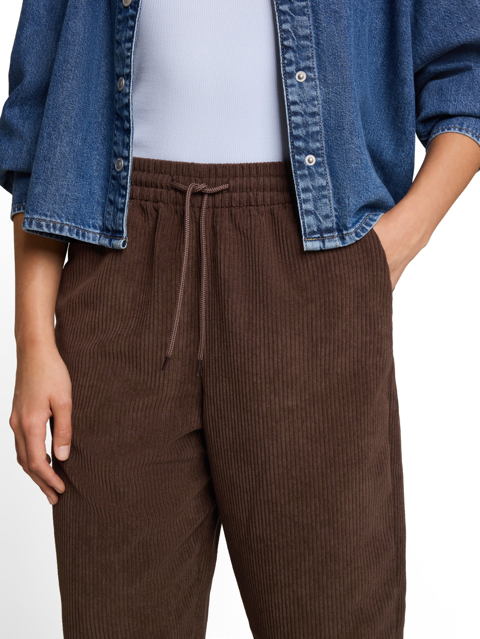 barrel corduroy pants, cool dark brown #6