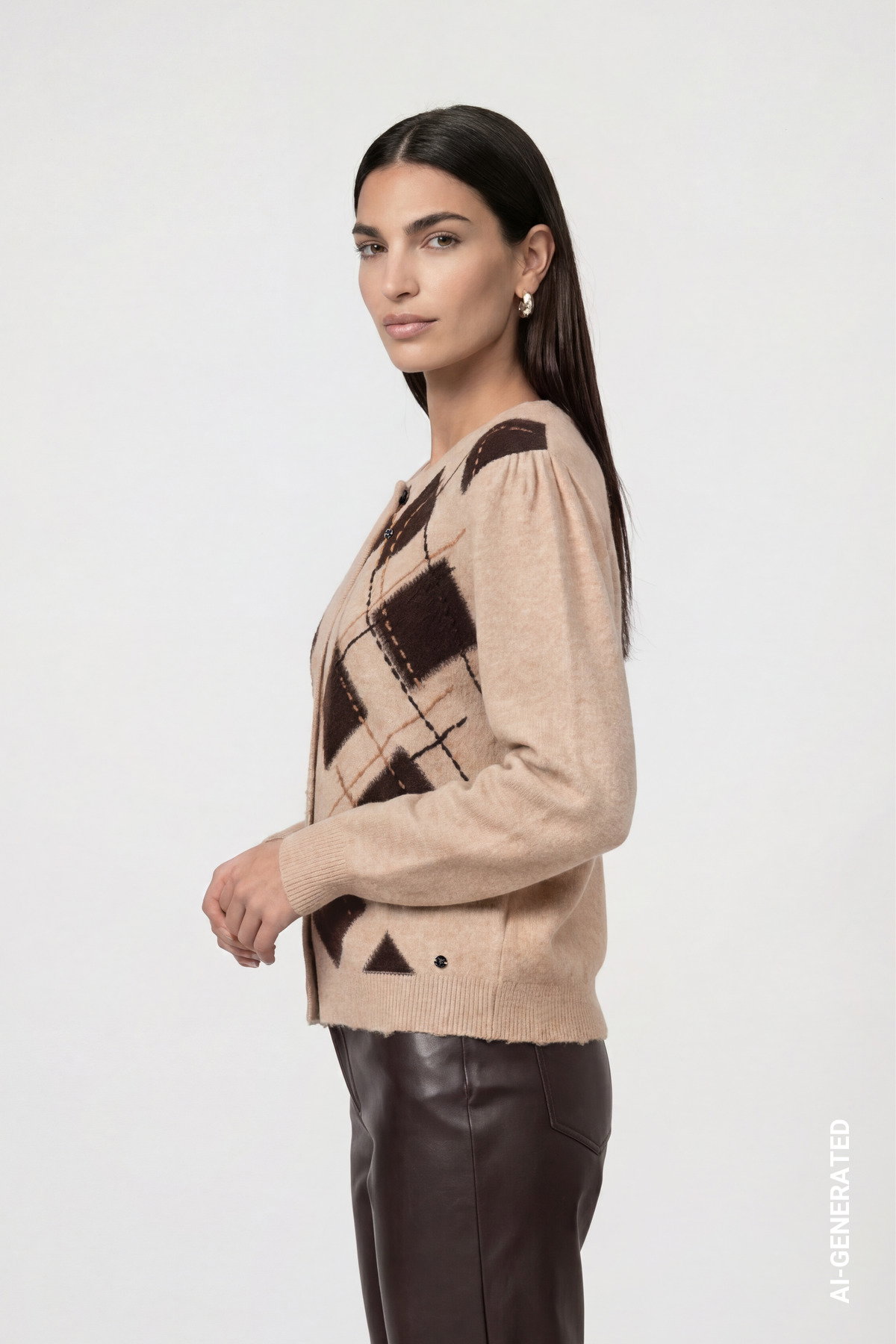 Strickjacke, cappuccino melange gemustert #3