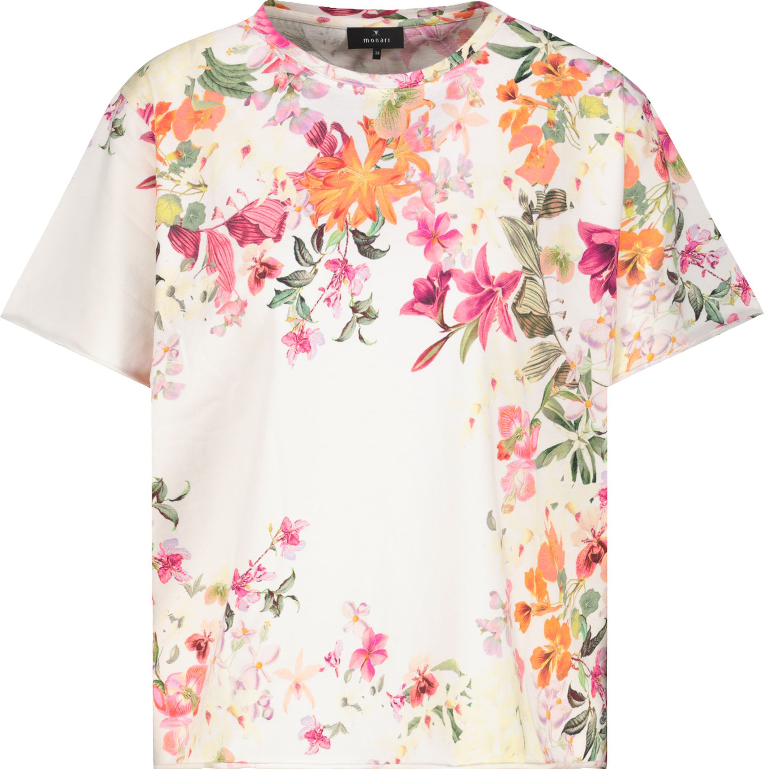 Monari |  T-Shirt, cream gemustert | 40