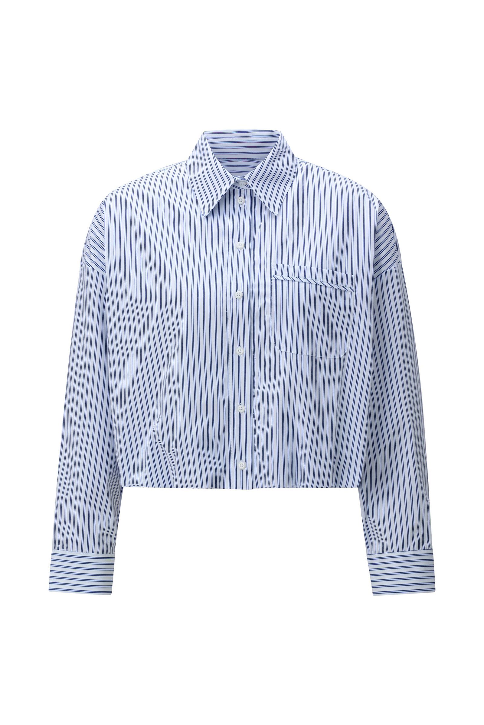 Rich & Royal |  Cotton Striped Balloon Blouse | 40 | skyway blue