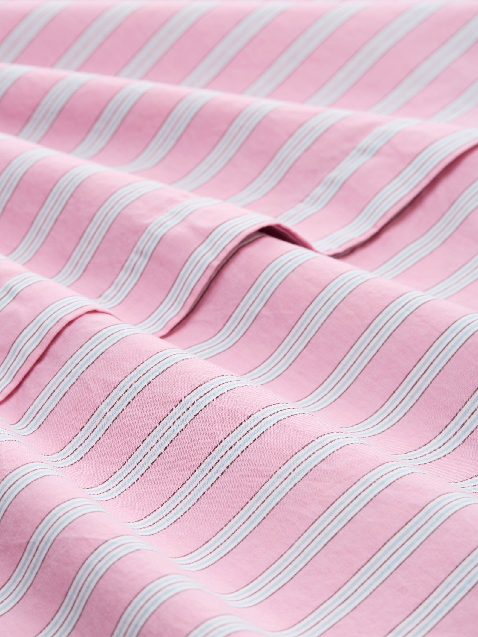 long poplin shirt, pink blue white stripe #2