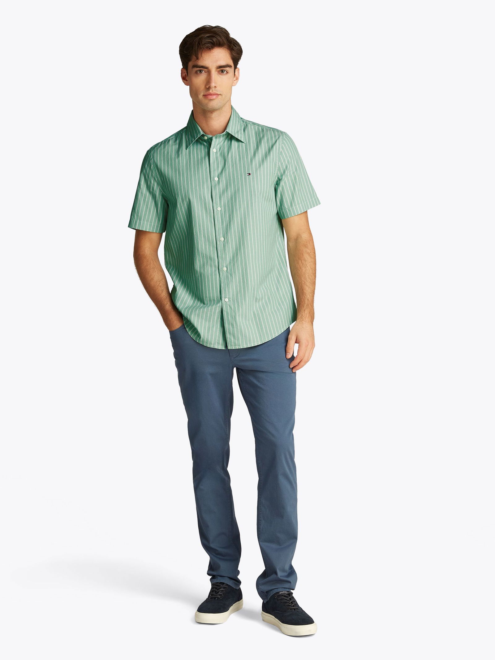 Tommy Hilfiger |  Tommy Hilfiger Hemd Regular Fit  | L | fort green / stripe