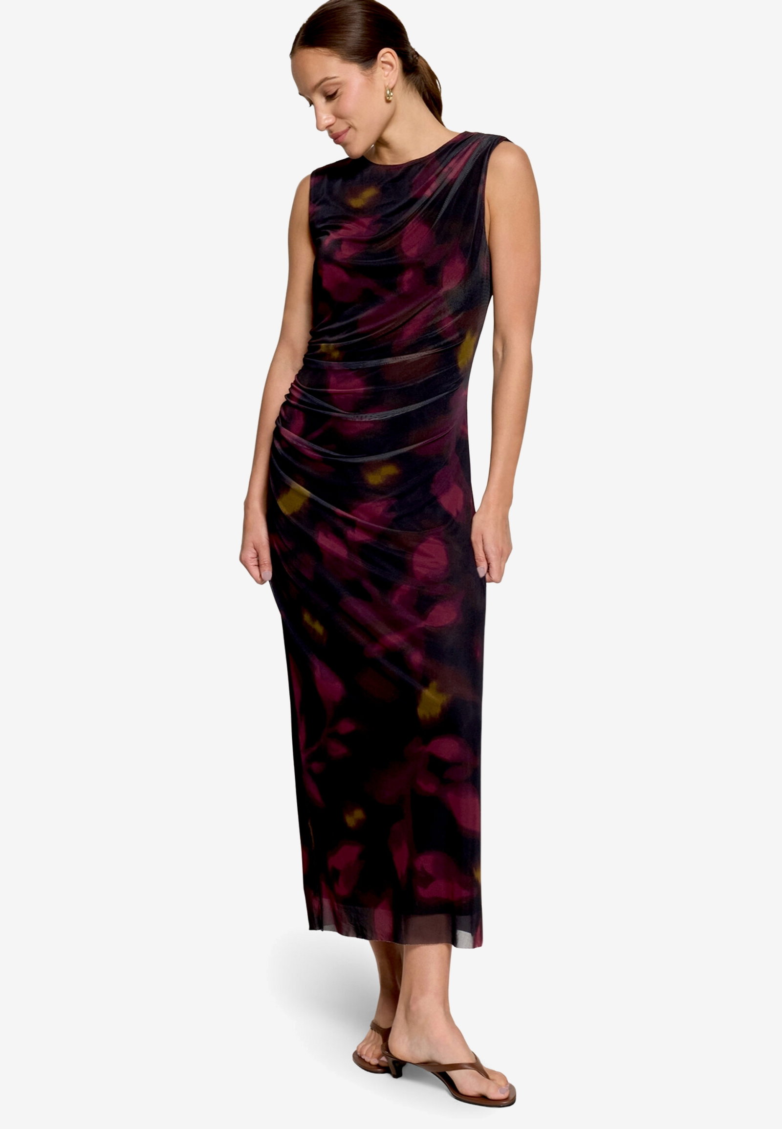 Kleid Lang ohne Arm, Black/Dark Red #2