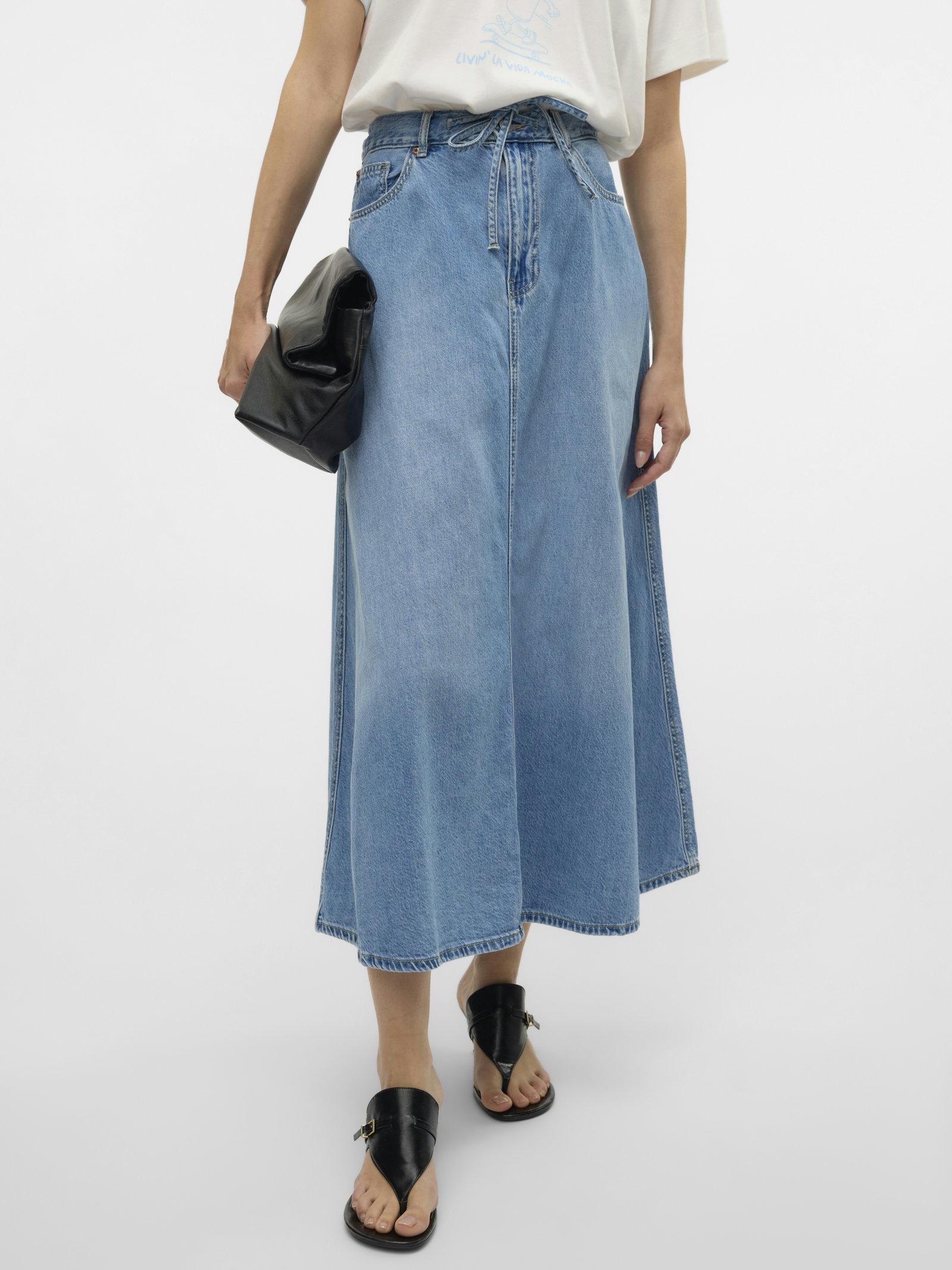 VMHILLA MR WIDE 7/8 DNM SKIRT MIX, Light Blue Denim #6