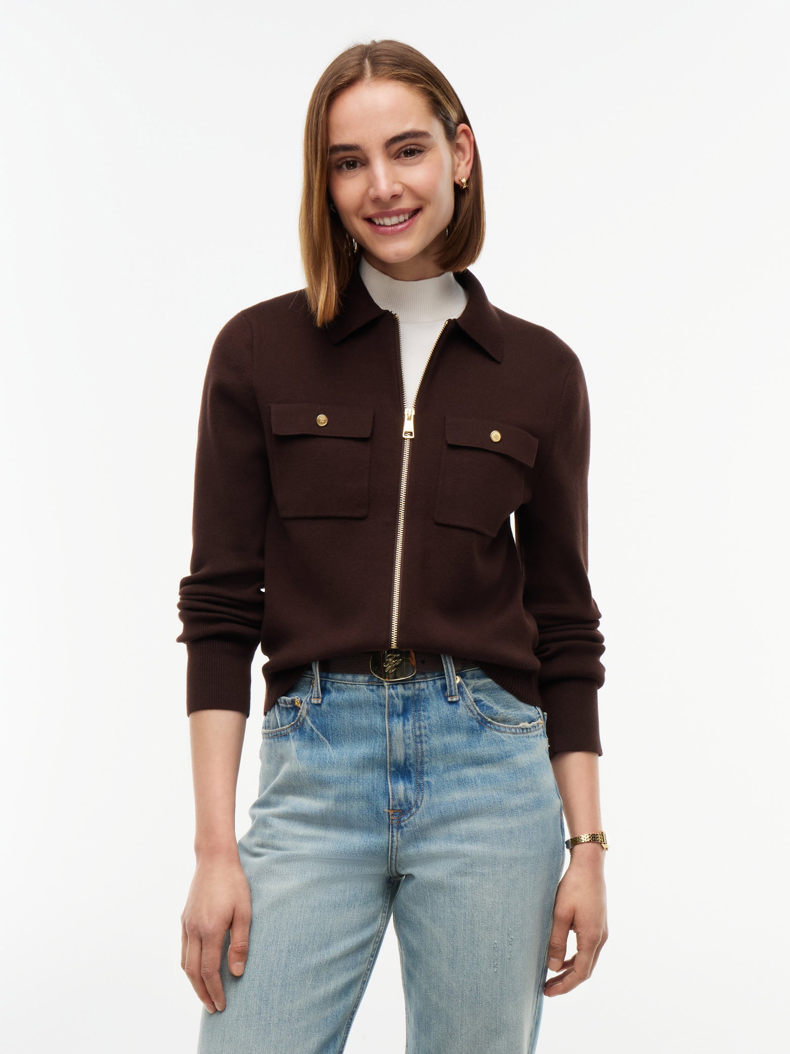 COTTON FULL NEEDLE REG JACKET, BROWN #2