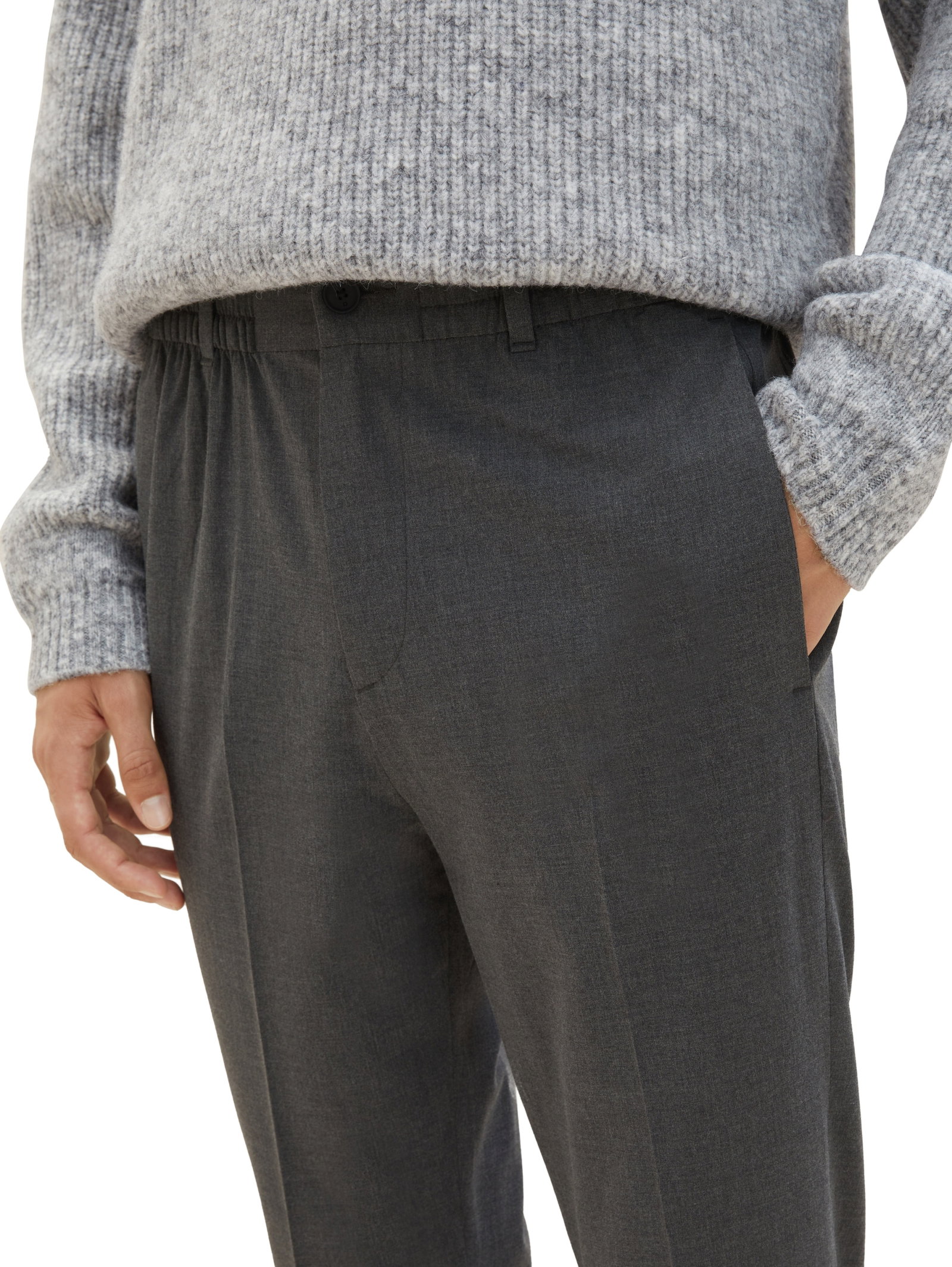 relaxed tapered pants, Mid Grey Melange #7